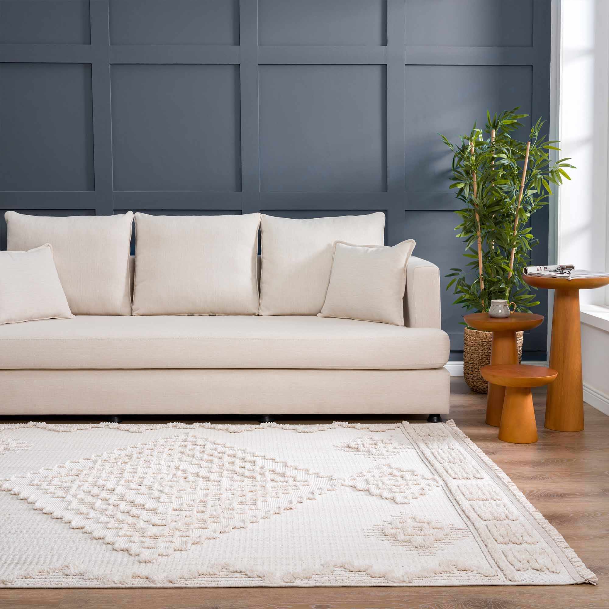 Moroccan Bohemian Chic Style Ivory and Beige High & Low Pile Area Rug - Image 13
