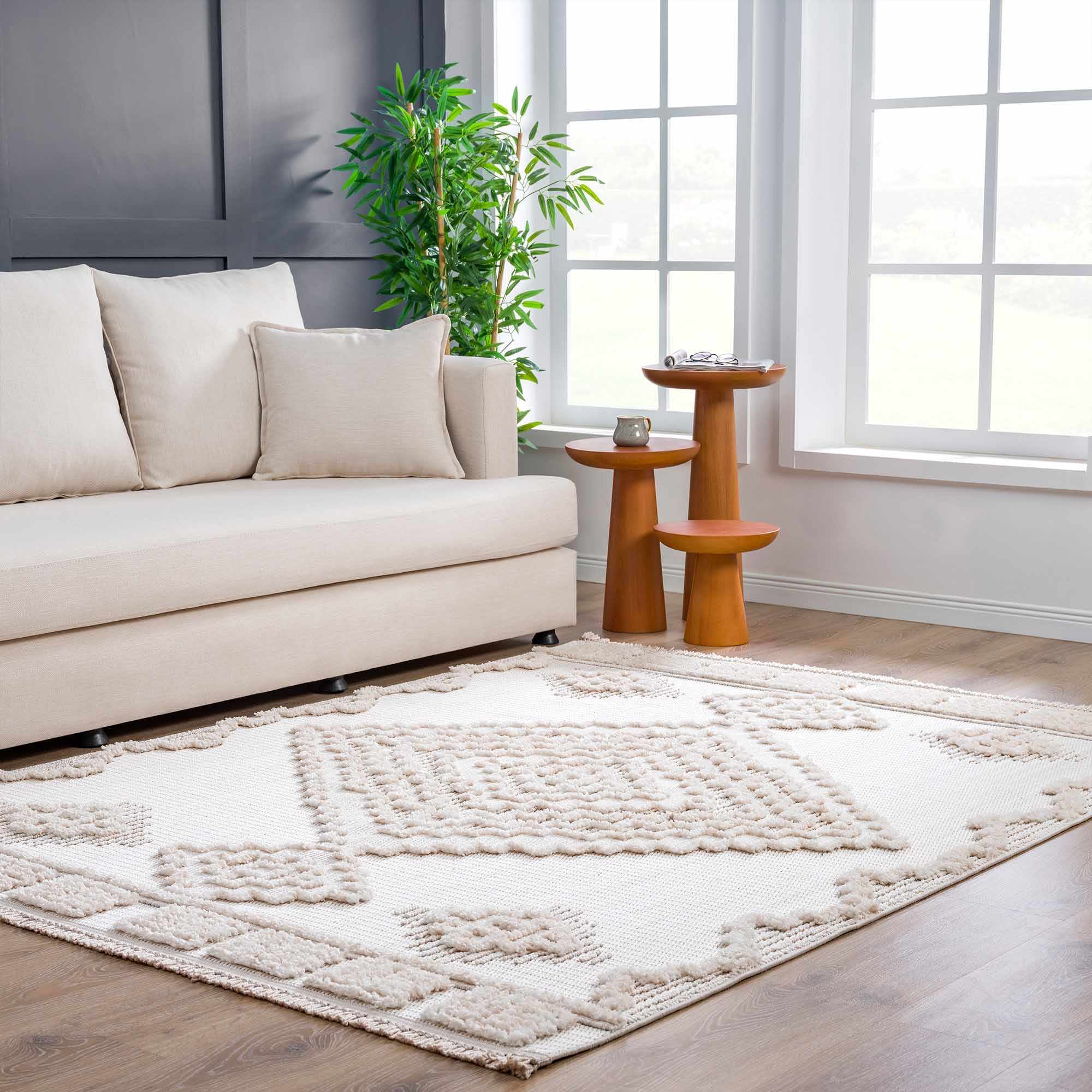 Moroccan Bohemian Chic Style Ivory and Beige High & Low Pile Area Rug - Image 14