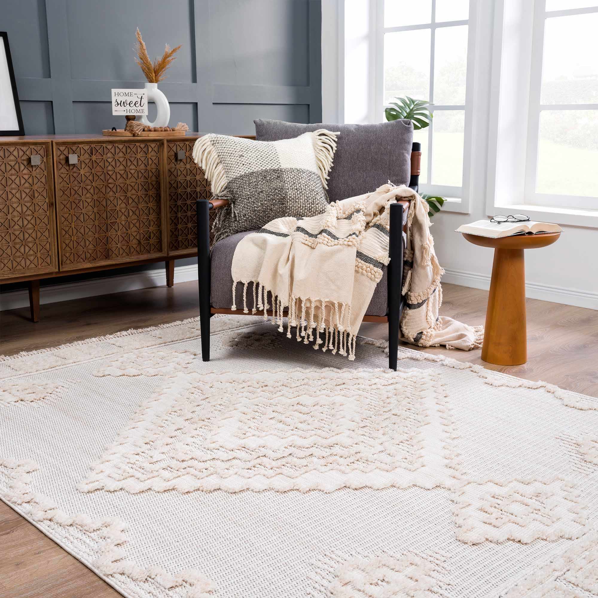 Moroccan Bohemian Chic Style Ivory and Beige High & Low Pile Area Rug - Image 15