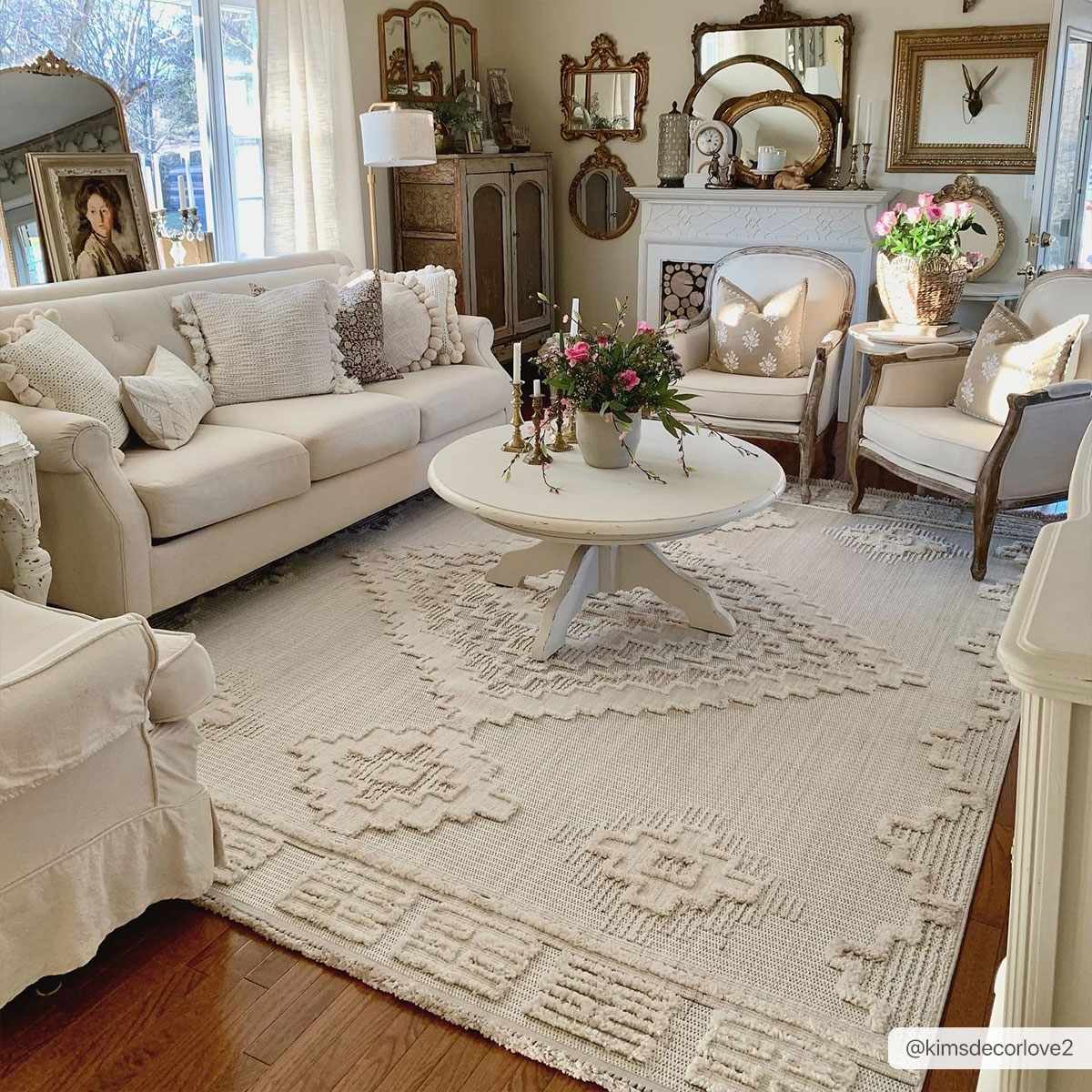 Moroccan Bohemian Chic Style Ivory and Beige High & Low Pile Area Rug - Image 2