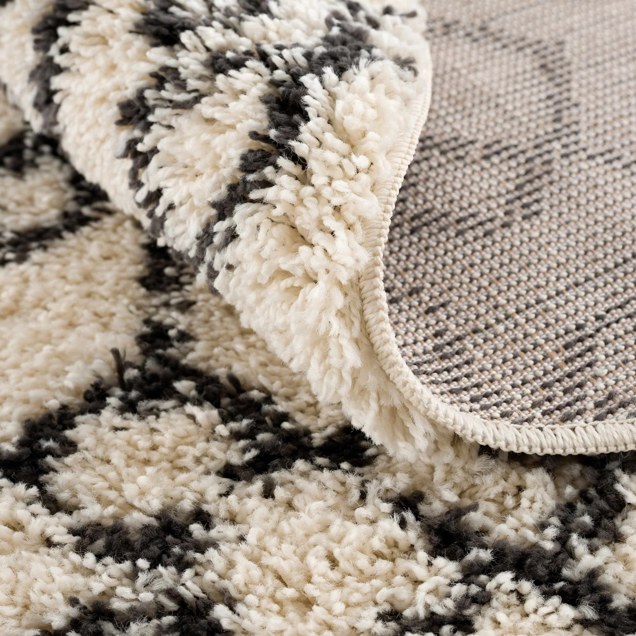 Traditional Moroccan Style Beige and Black Plush Pile Area Rug - Image 12