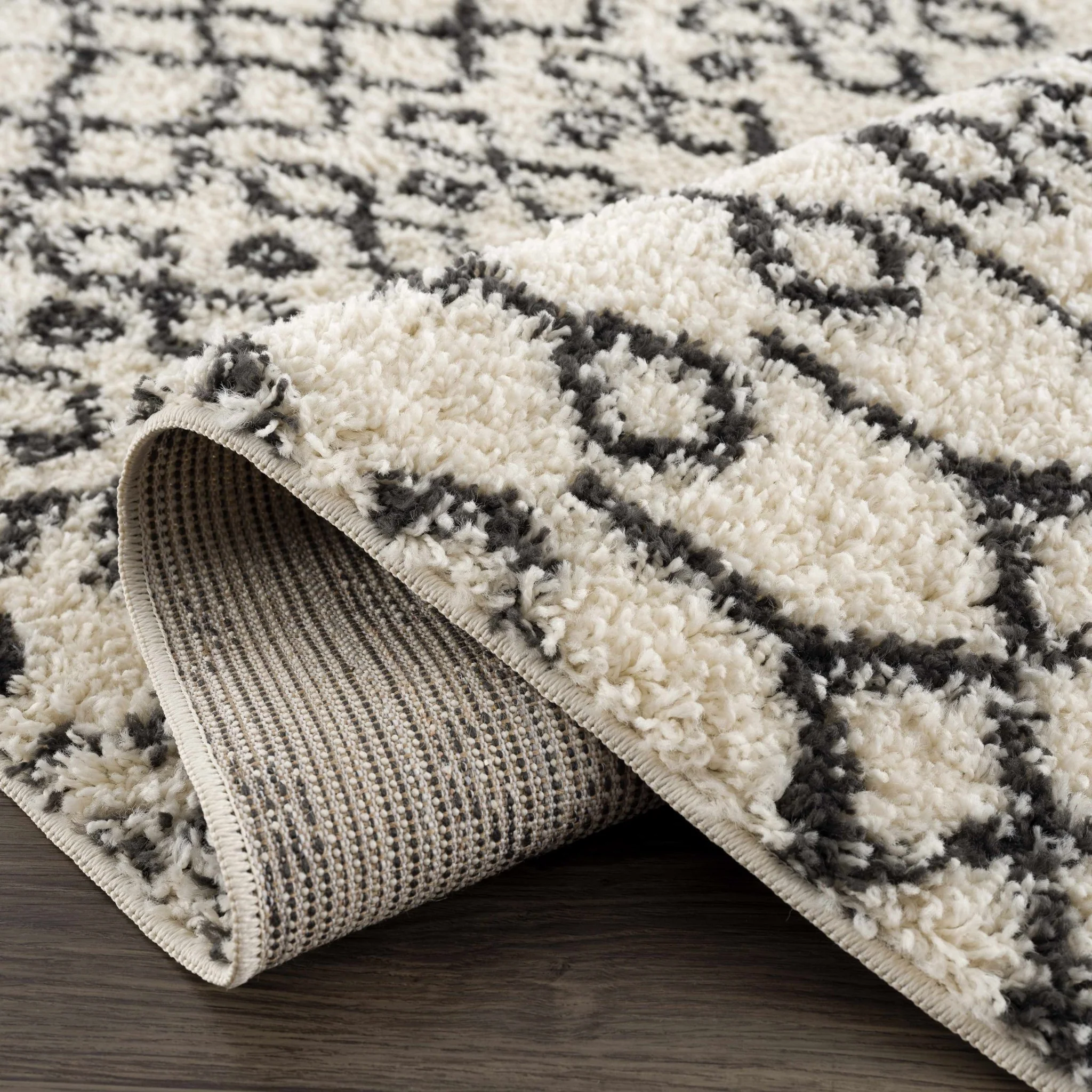 Traditional Moroccan Style Beige and Black Plush Pile Area Rug - Image 13