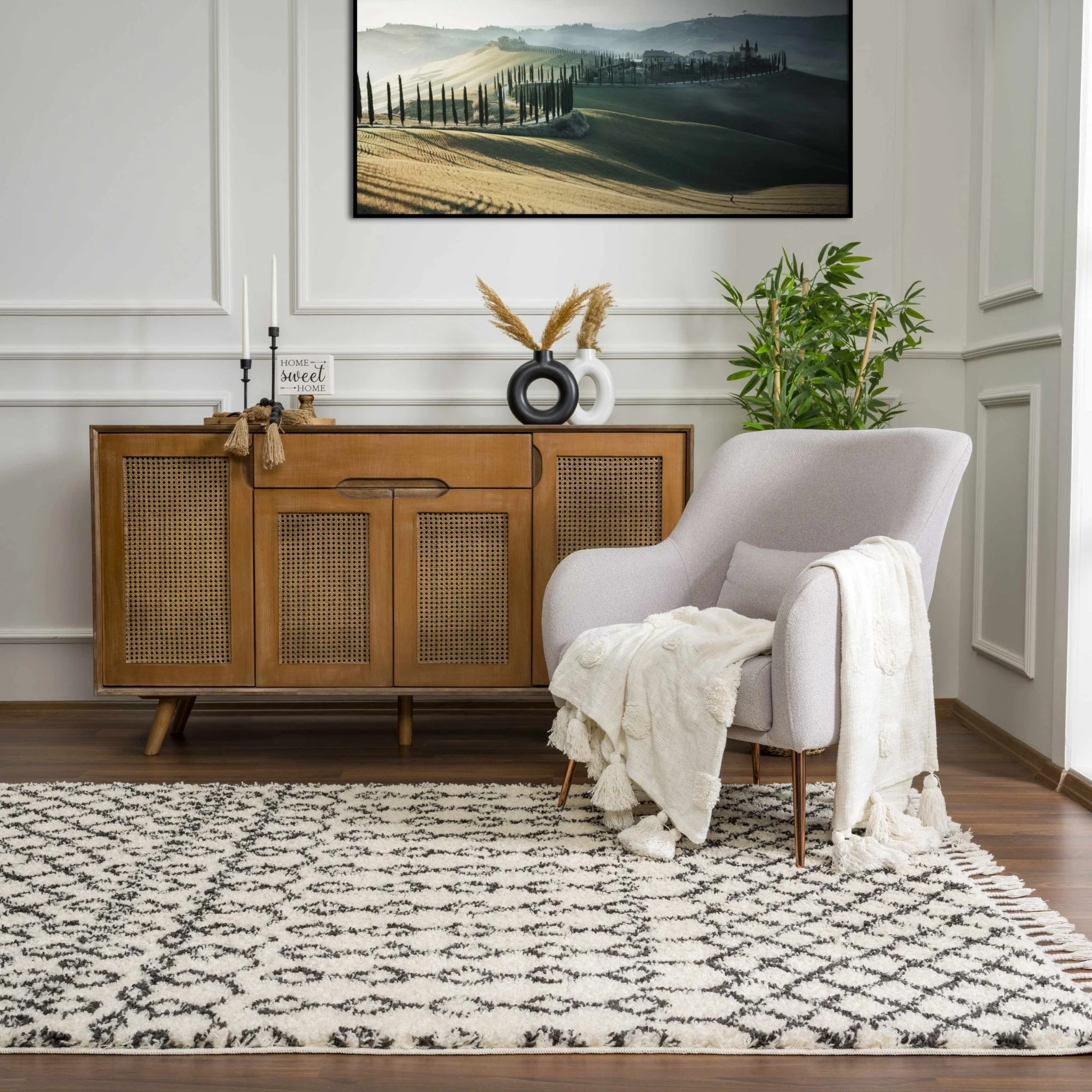 Traditional Moroccan Style Beige and Black Plush Pile Area Rug - Image 21