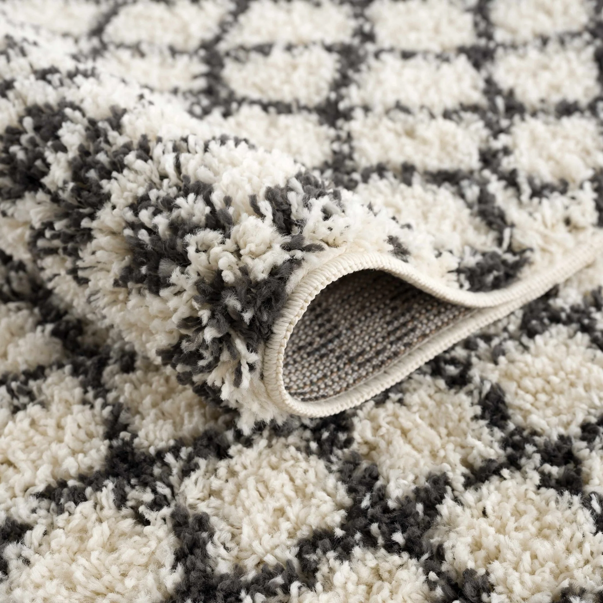 Traditional Moroccan Style Beige and Black Plush Pile Area Rug - Image 3