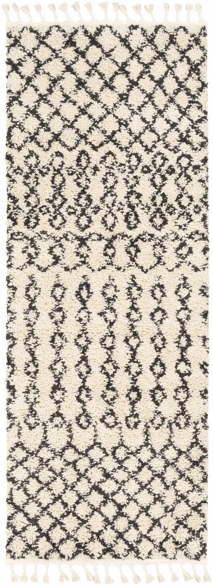 Traditional Moroccan Style Beige and Black Plush Pile Area Rug - Image 7