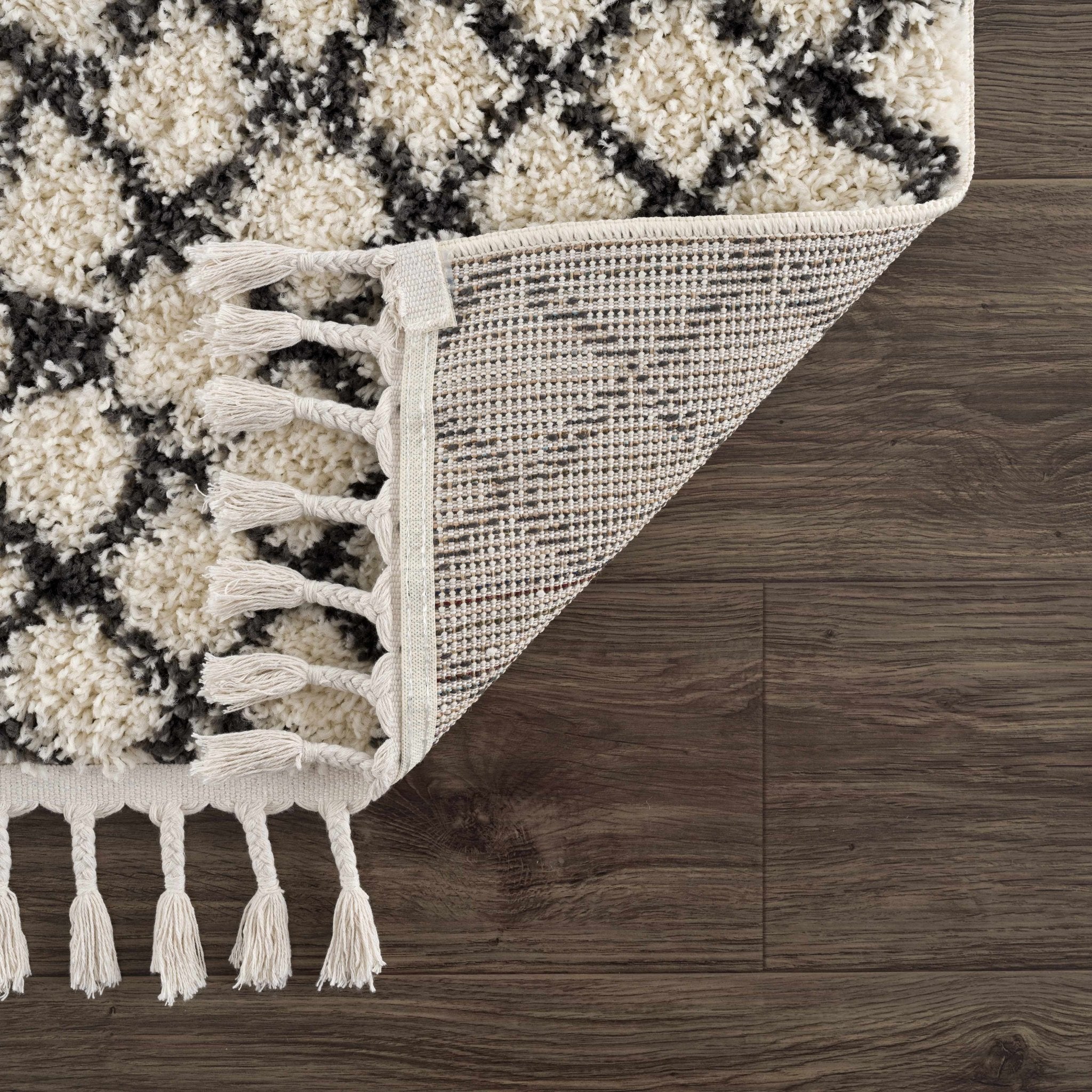 Traditional Moroccan Style Beige and Black Plush Pile Area Rug - Image 9