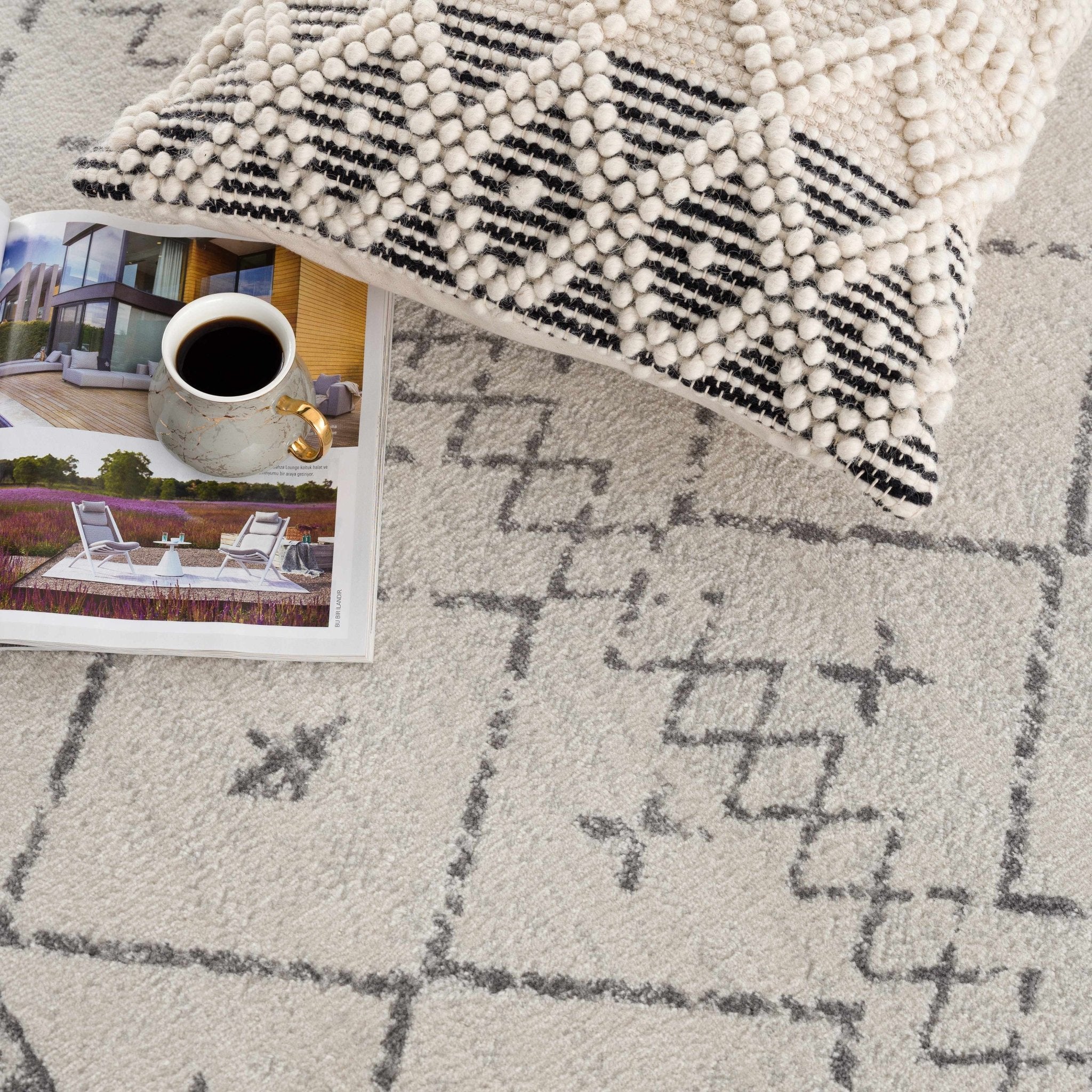 Traditional Moroccan Style Beige, Gray, Ivory Medium Pile Multi Size Area Rug - Image 15