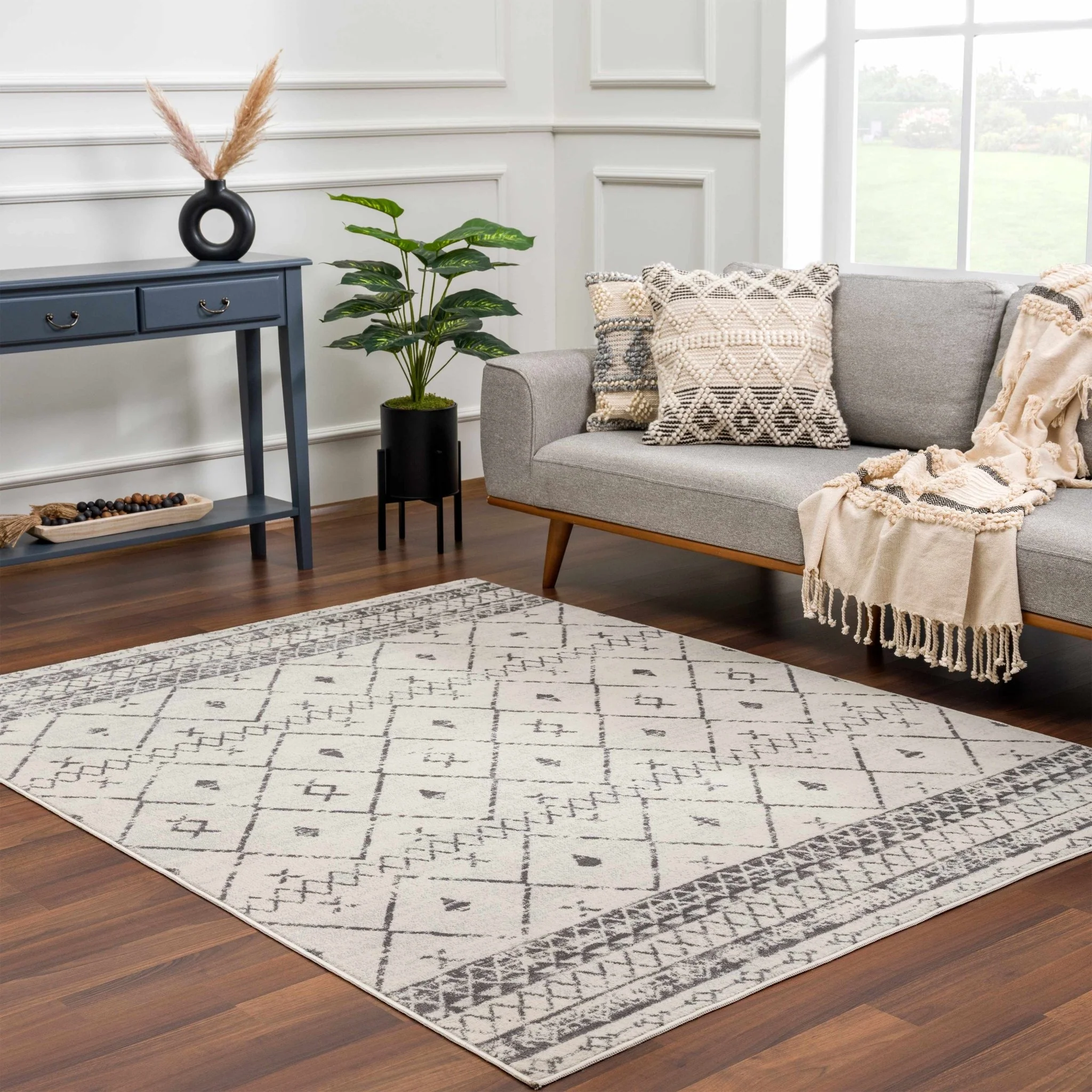 Traditional Moroccan Style Beige, Gray, Ivory Medium Pile Multi Size Area Rug - Image 17
