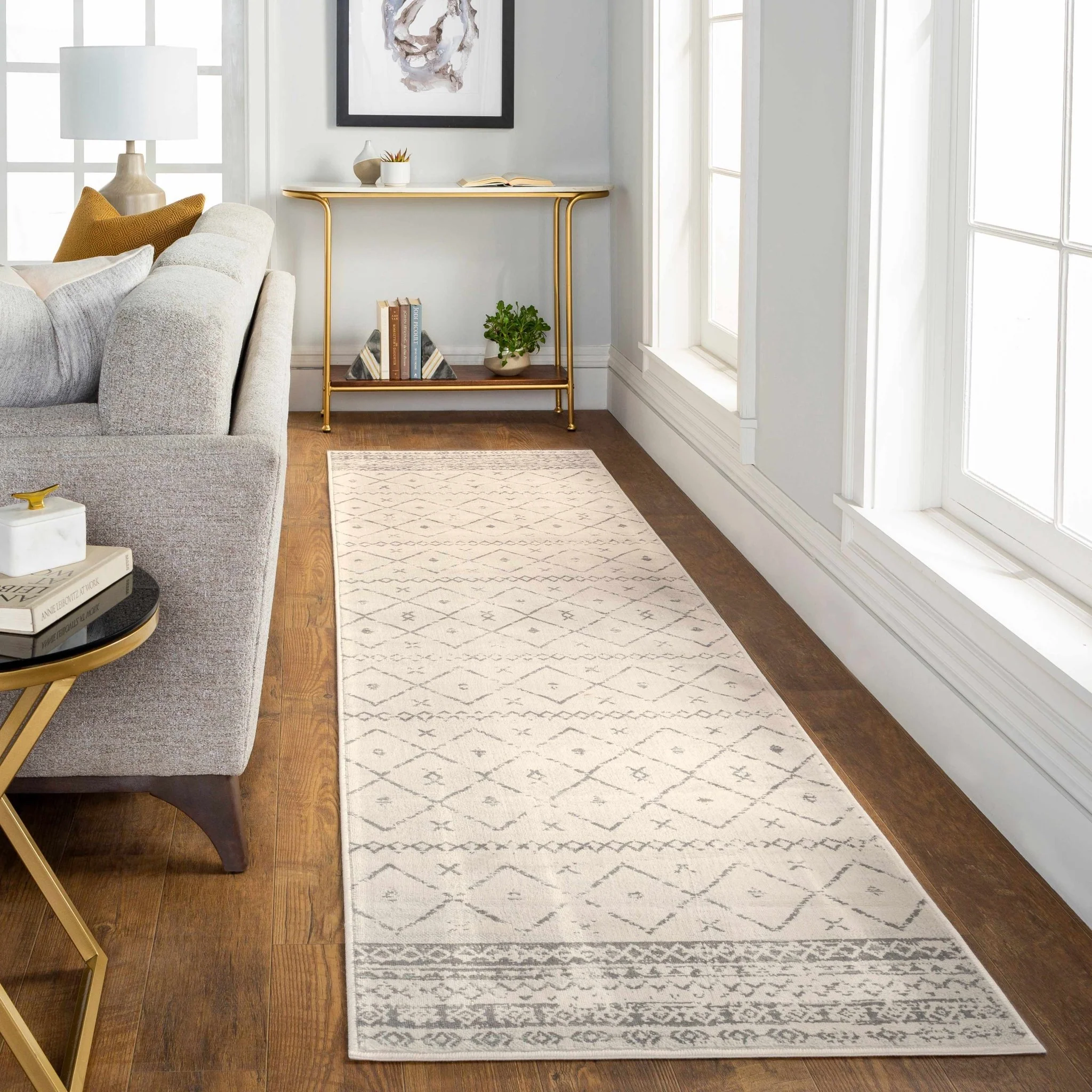 Traditional Moroccan Style Beige, Gray, Ivory Medium Pile Multi Size Area Rug - Image 4