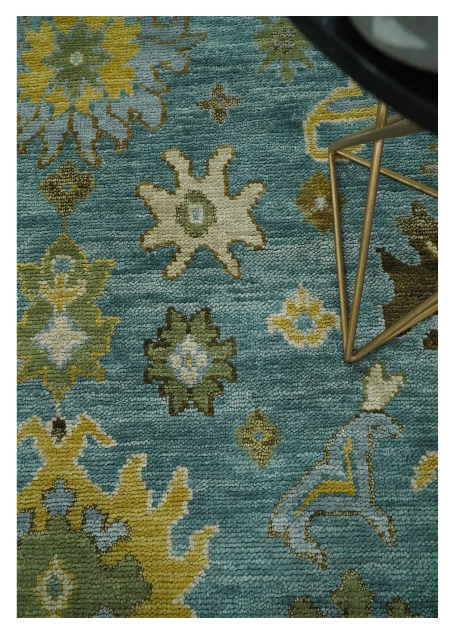 Antique Style Blue, Moss Green and Gold 8x10, 9x12 and 10x14 Wool Hand Knotted Traditional Vintage Wool Area Rug - Image 2