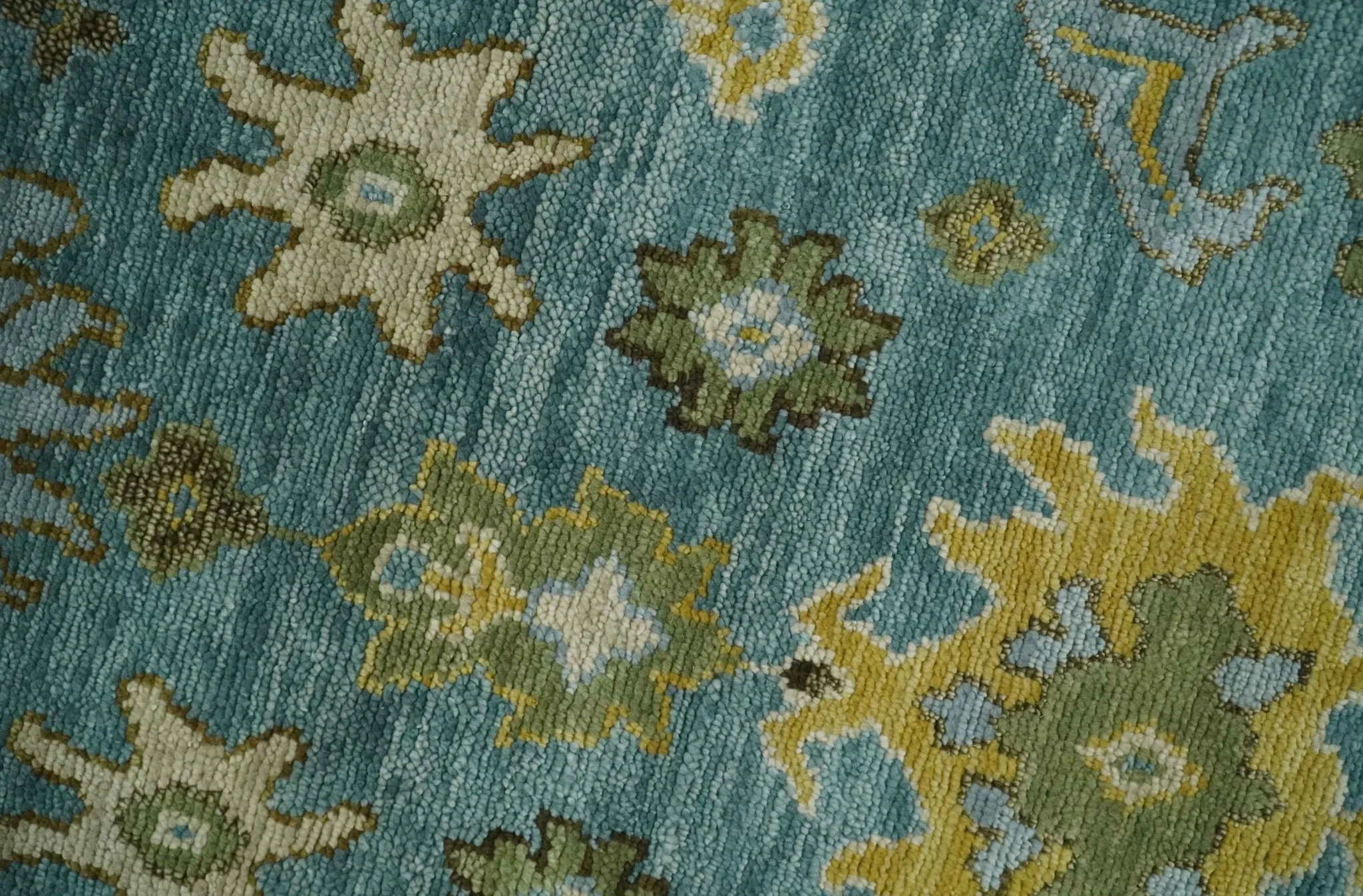 Antique Style Blue, Moss Green and Gold 8x10, 9x12 and 10x14 Wool Hand Knotted Traditional Vintage Wool Area Rug - Image 4