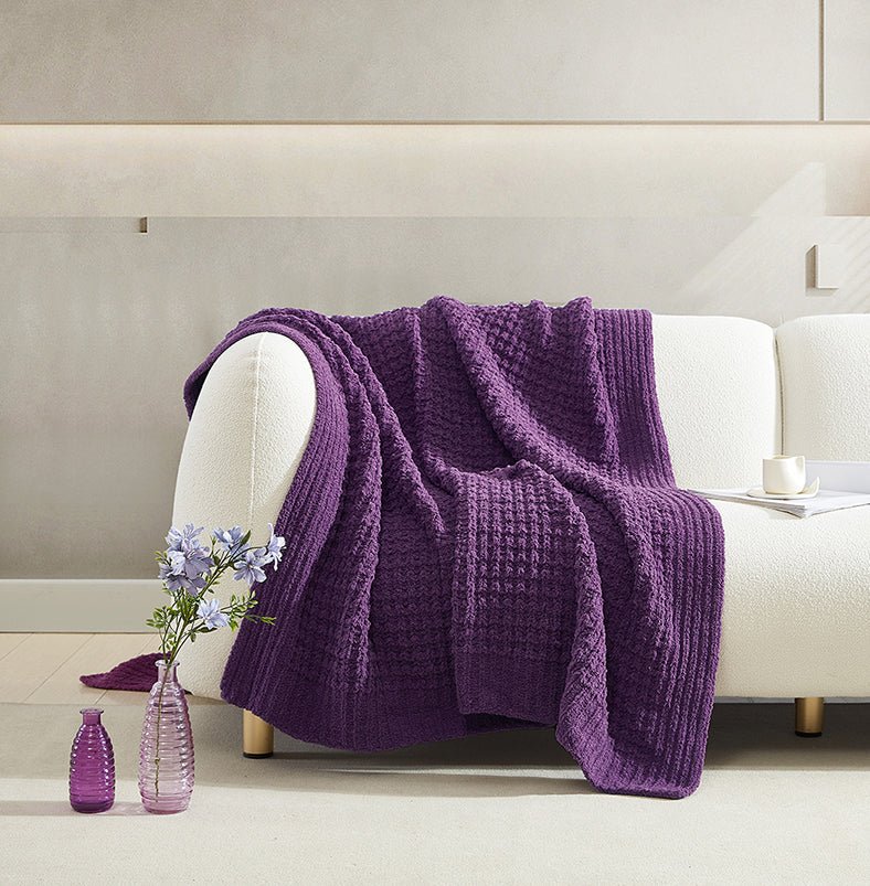 Multi Color Solid Knitted Waffle Lightweight Throw - Image 22