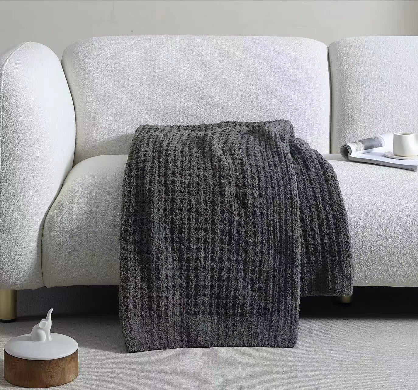 Multi Color Solid Knitted Waffle Lightweight Throw - Image 28
