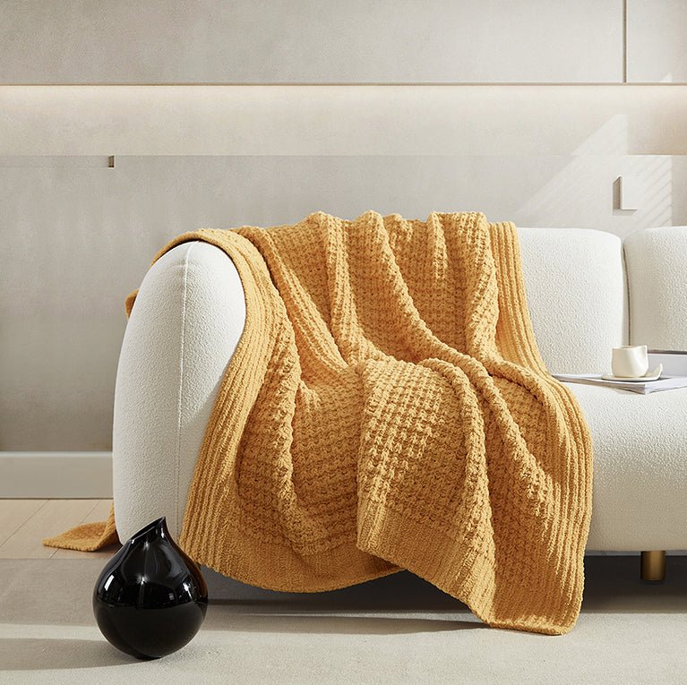 Multi Color Solid Knitted Waffle Lightweight Throw - Image 31