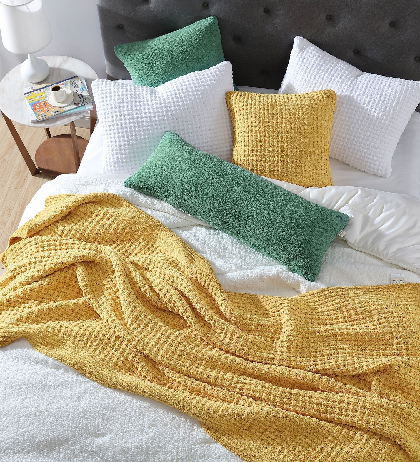 Multi Color Solid Knitted Waffle Lightweight Throw - Image 32