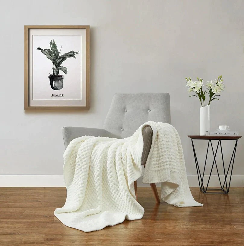 Multi Color Solid Knitted Waffle Lightweight Throw - Image 7