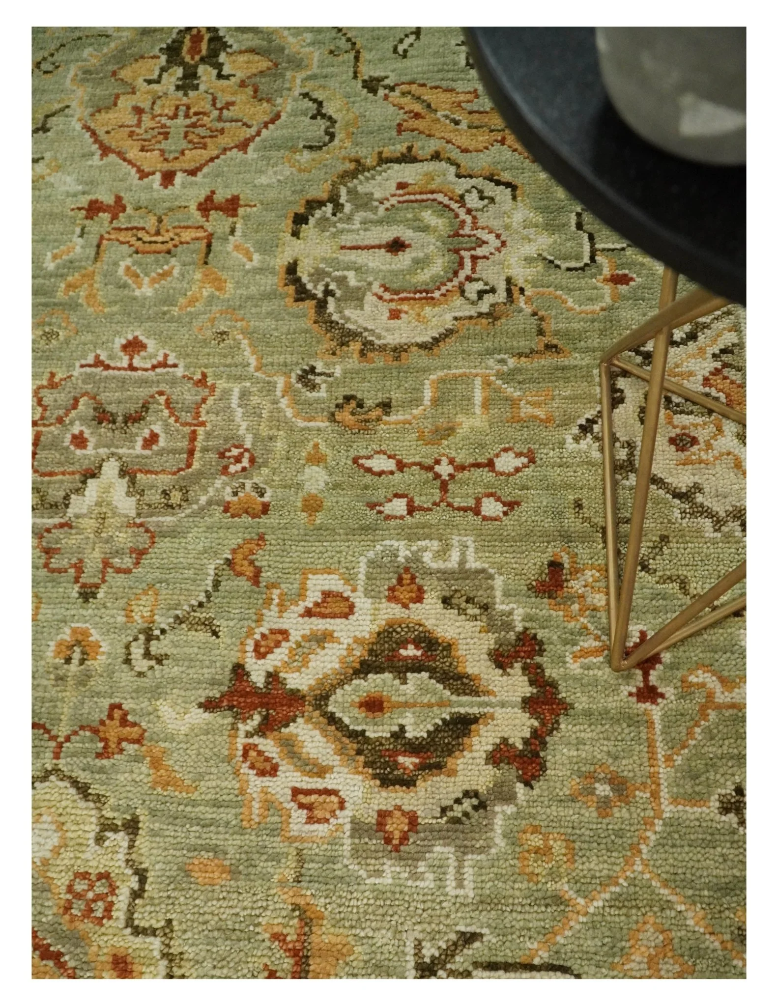 Ready to Ship 8x10, 9x12,10x14 Hand Knotted Green and beige Traditional Vintage Style Antique Wool Rug - Image 2