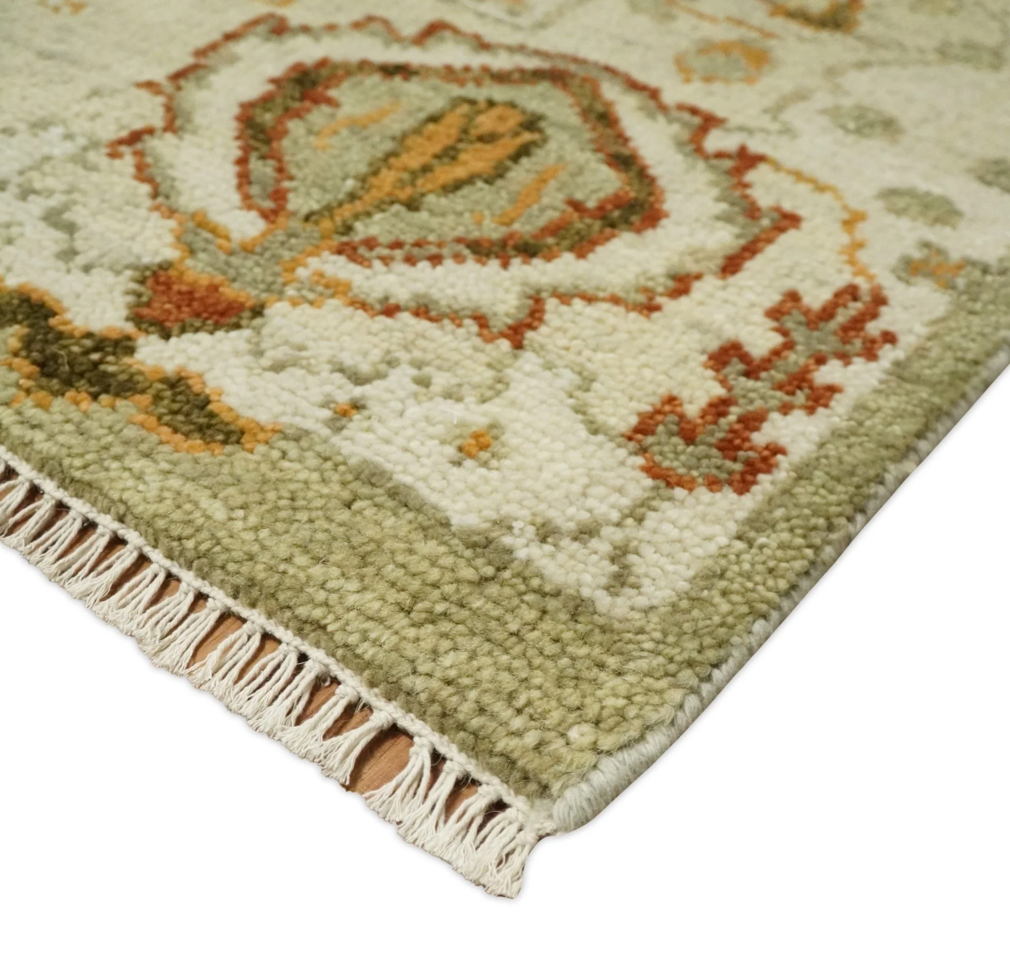 Ready to Ship 8x10, 9x12,10x14 Hand Knotted Green and beige Traditional Vintage Style Antique Wool Rug - Image 5
