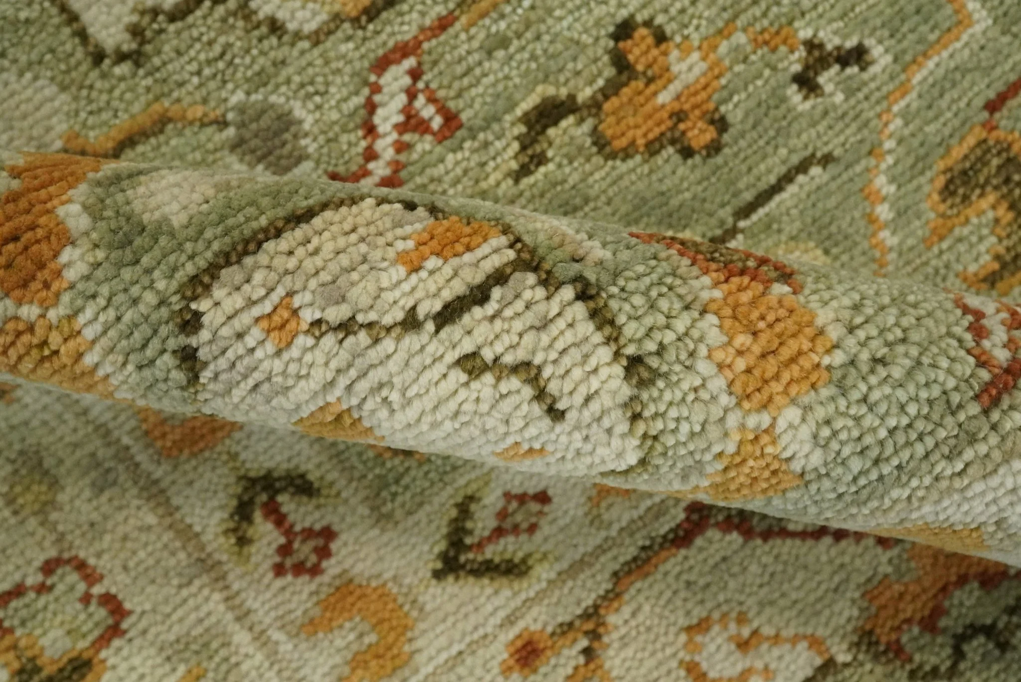 Ready to Ship 8x10, 9x12,10x14 Hand Knotted Green and beige Traditional Vintage Style Antique Wool Rug - Image 7