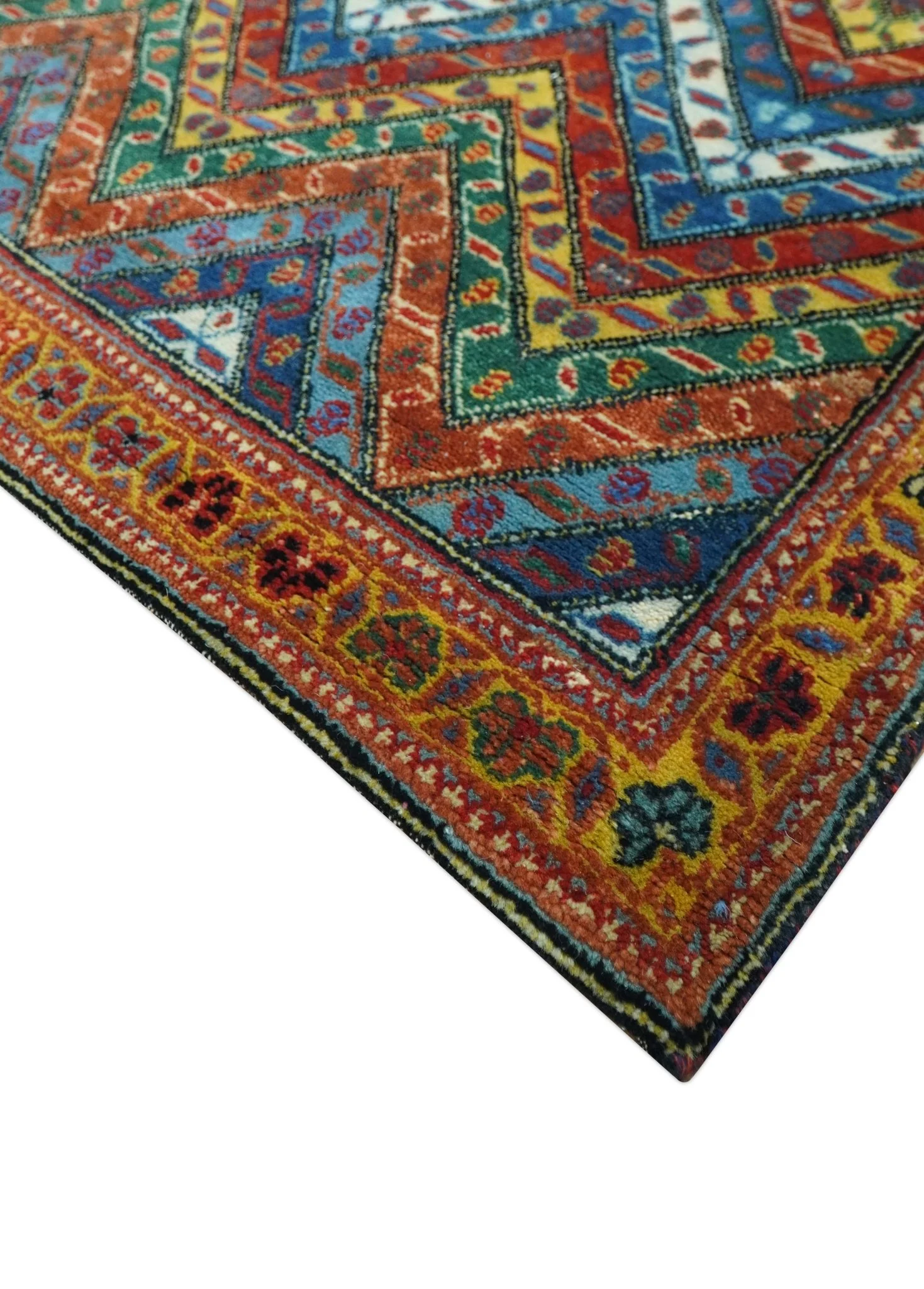 Multicolor Modern Chevron Design 7x10 Hand Knotted wool Area Rug - Image 6