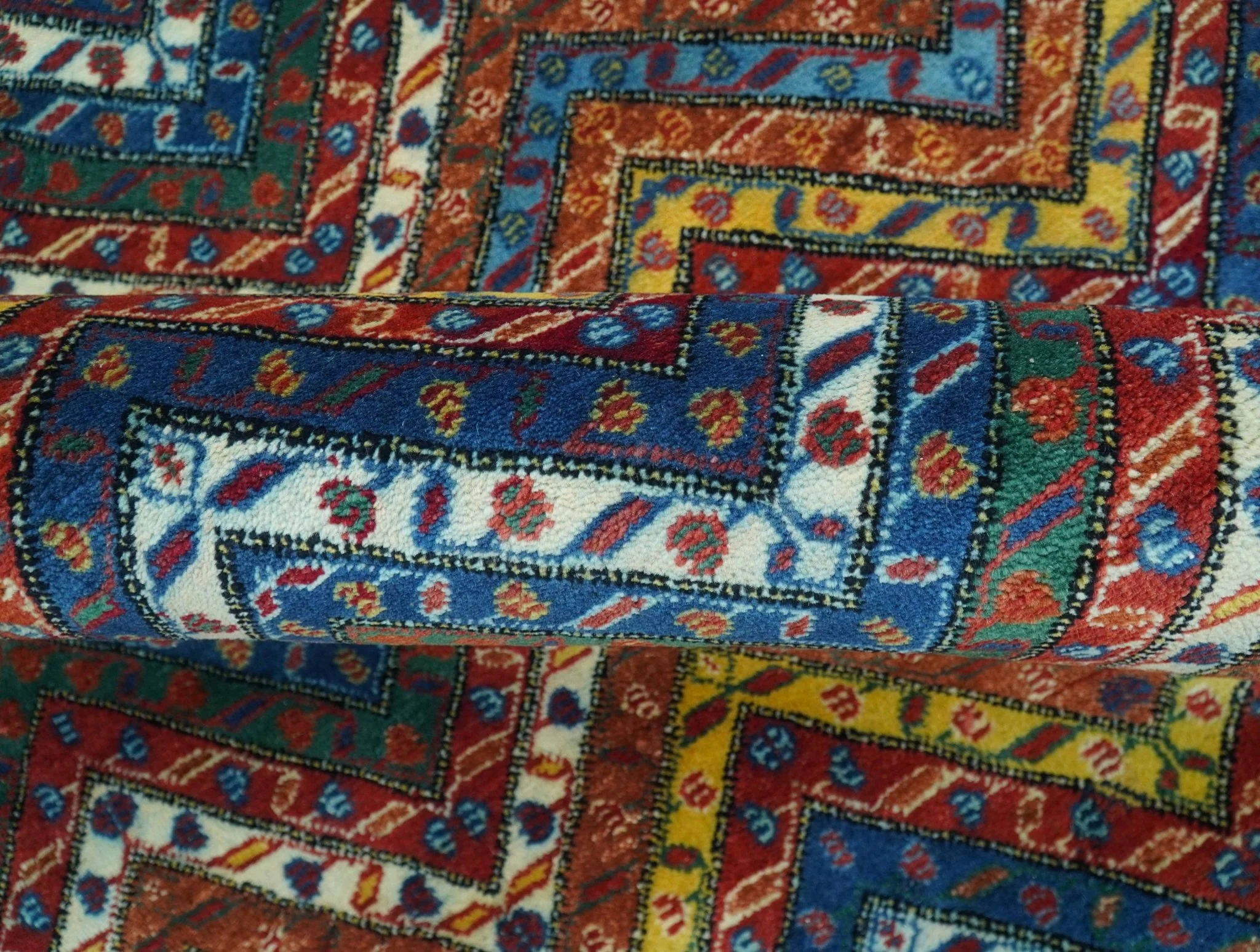 Multicolor Modern Chevron Design 7x10 Hand Knotted wool Area Rug - Image 8