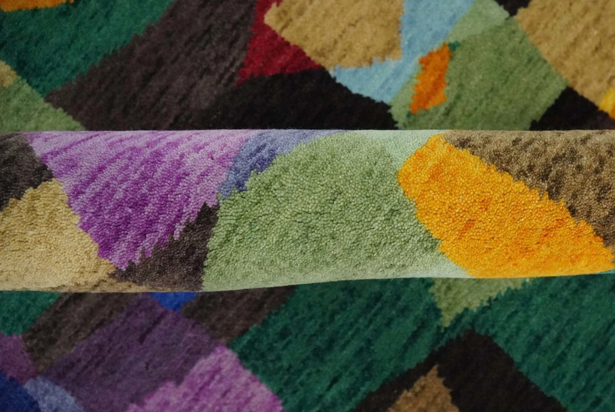 5x7 Multicolor Shapes Modern Artistic Wool Hand Woven Southwestern Rug | KNT35 - Image 5