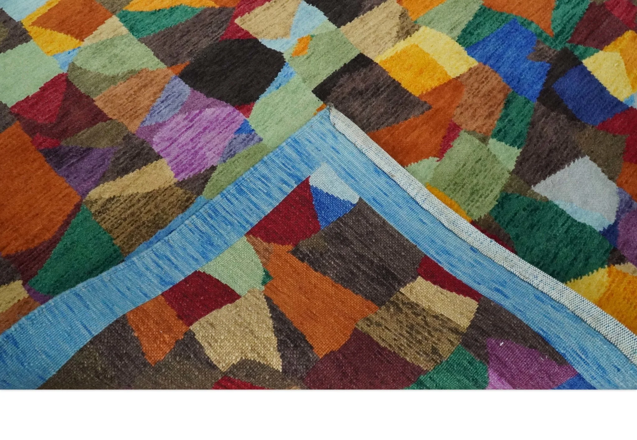 5x7 Multicolor Shapes Modern Artistic Wool Hand Woven Southwestern Rug | KNT35 - Image 6