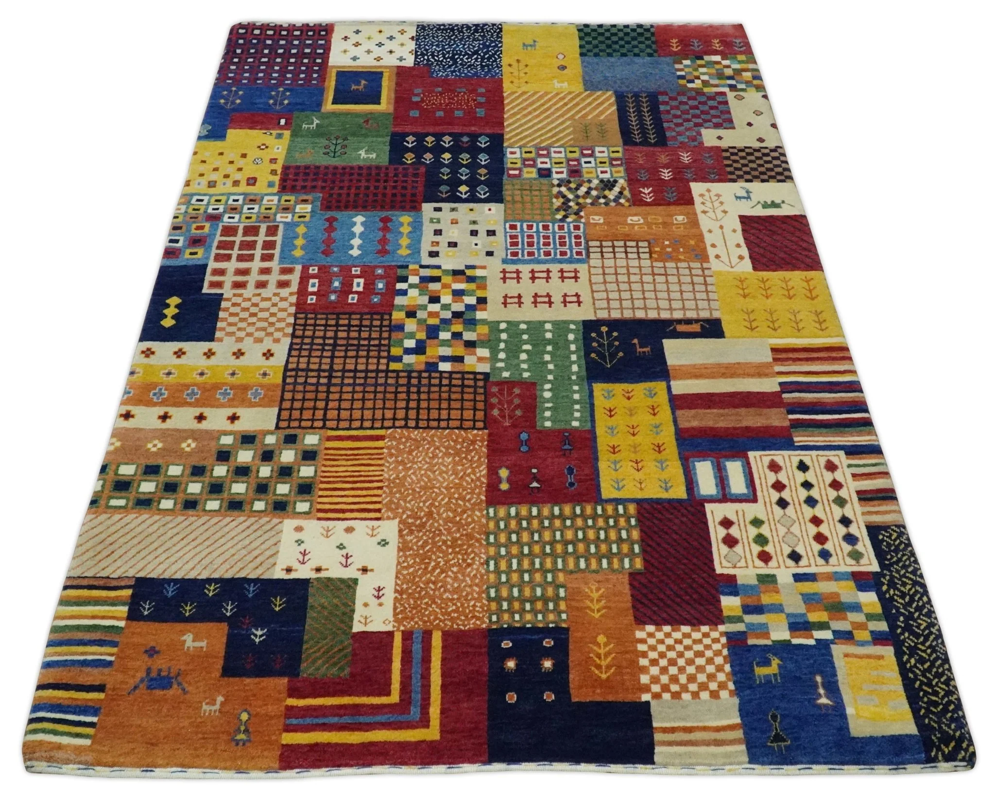 5x7 Multicolor Shapes Modern Wool Hand Woven Southwestern Lori Gabbeh Rug| KNT47 - Image 10