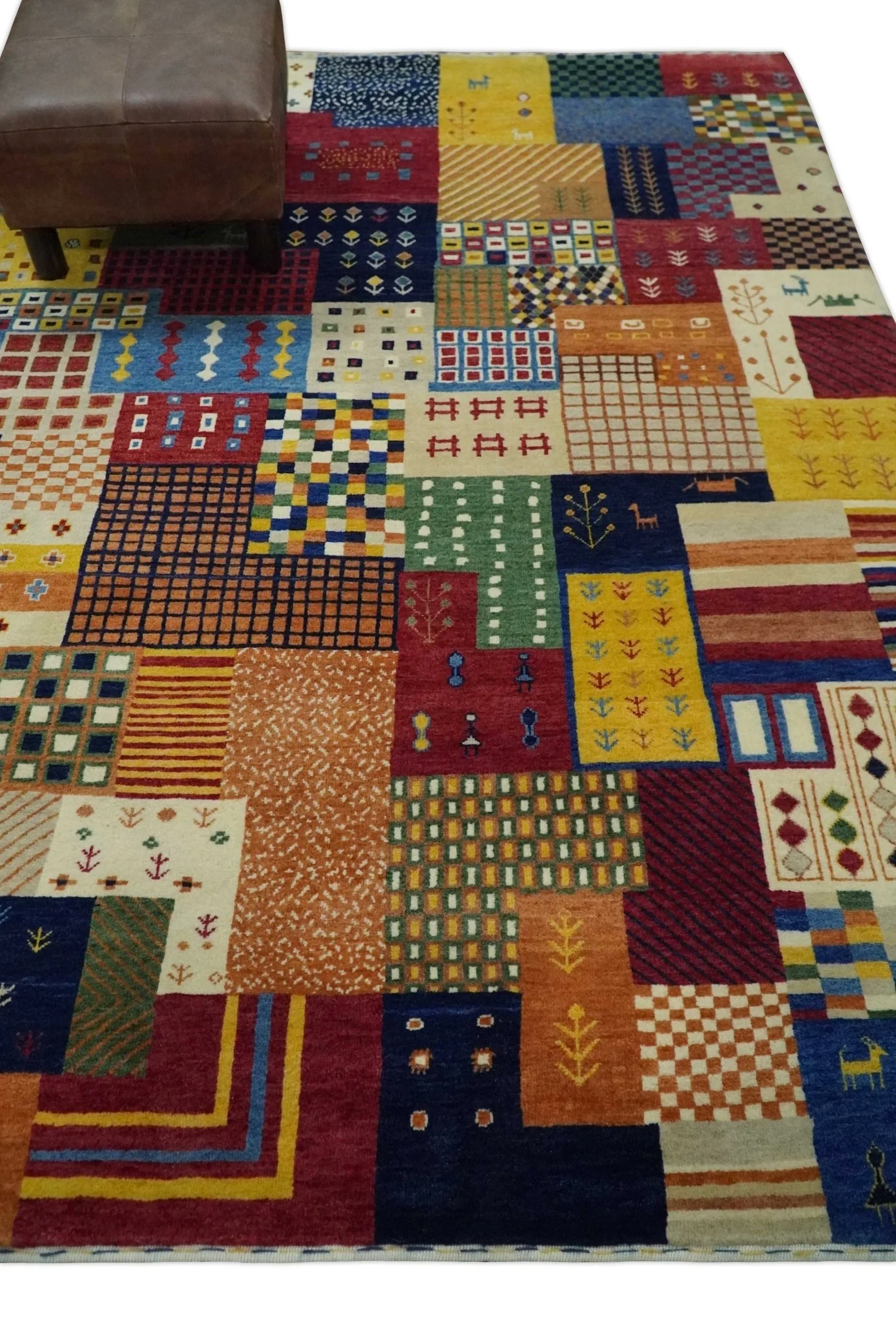 5x7 Multicolor Shapes Modern Wool Hand Woven Southwestern Lori Gabbeh Rug| KNT47 - Image 3