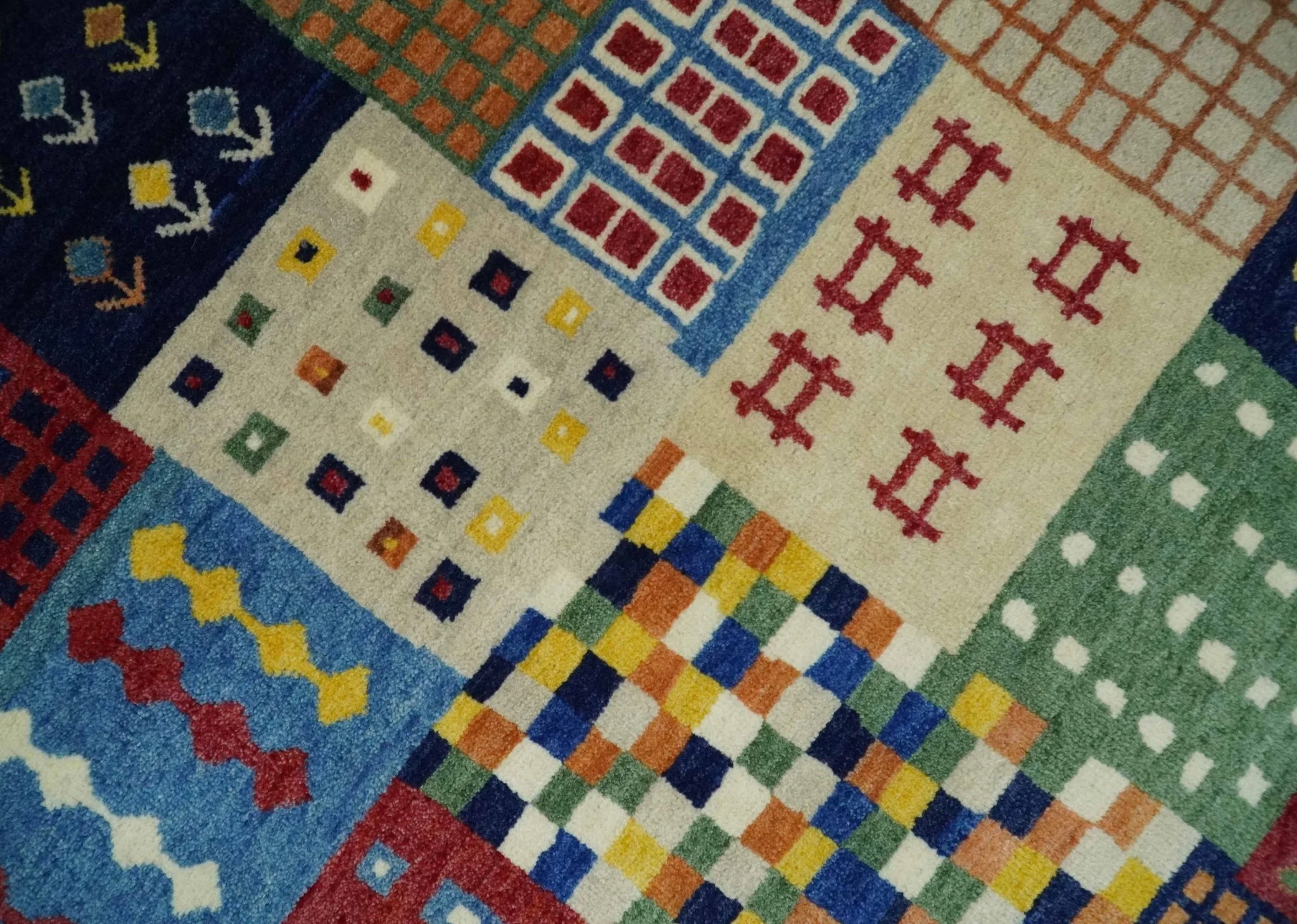 5x7 Multicolor Shapes Modern Wool Hand Woven Southwestern Lori Gabbeh Rug| KNT47 - Image 4
