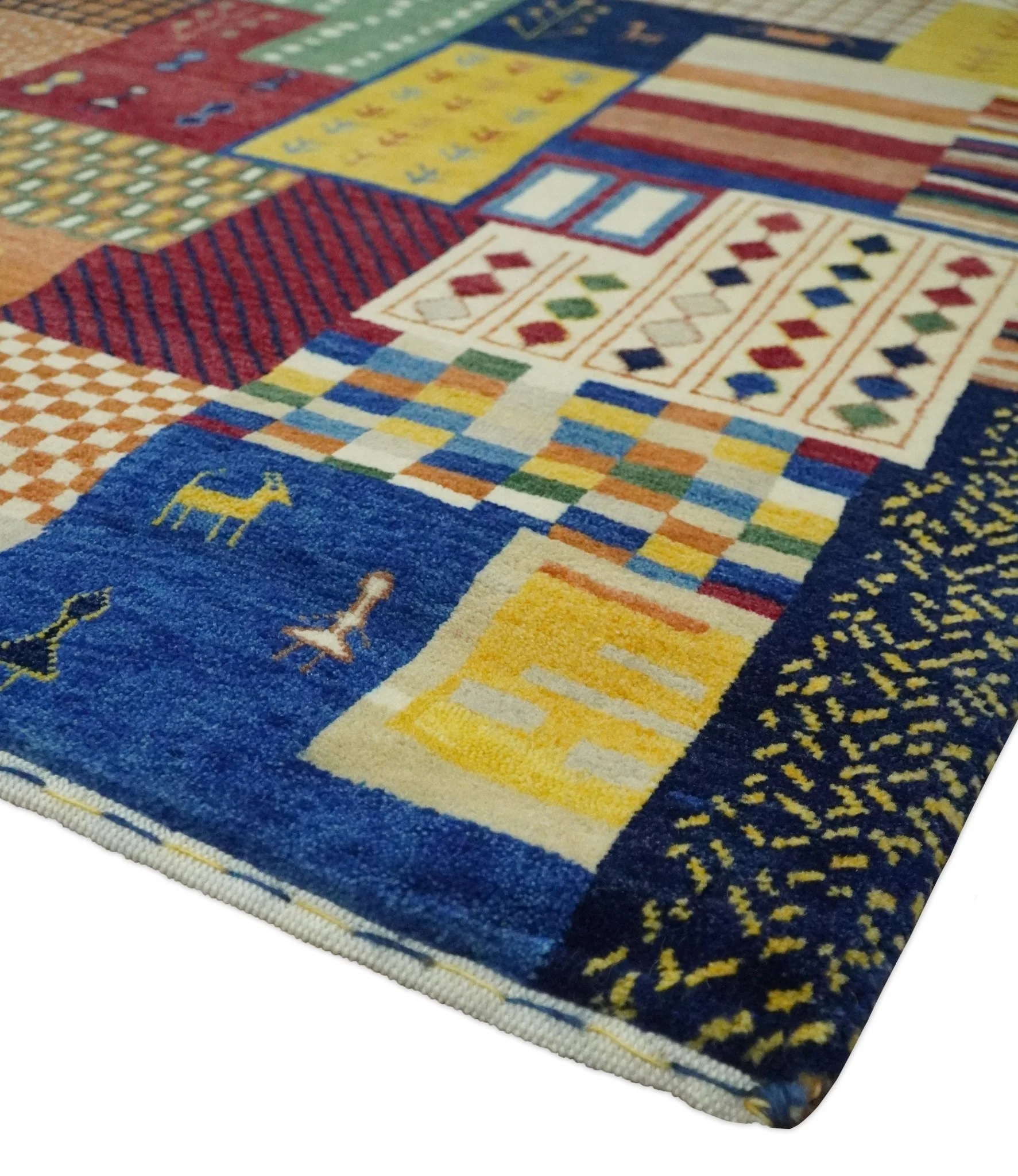 5x7 Multicolor Shapes Modern Wool Hand Woven Southwestern Lori Gabbeh Rug| KNT47 - Image 5
