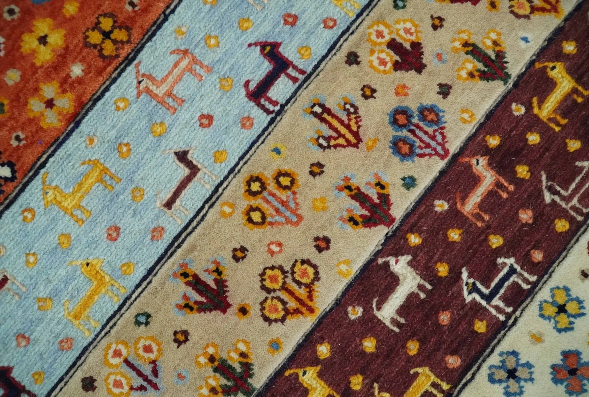 5x7 Multicolor Animal Brid Anetlope Flatwoven Soumak Wool Hand Made Southwestern Lori Rug | KNT49 - Image 4