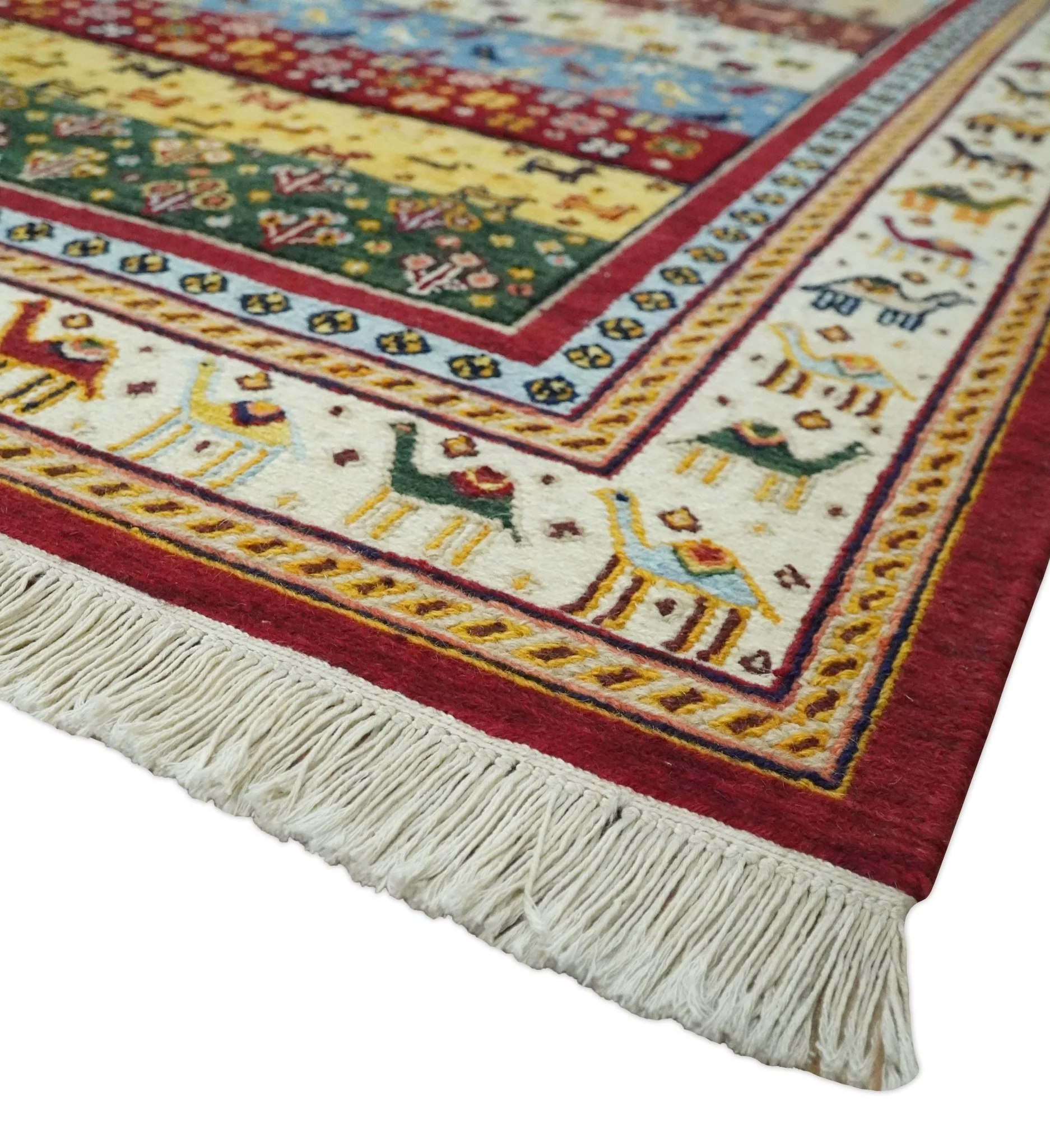 5x7 Multicolor Animal Brid Anetlope Flatwoven Soumak Wool Hand Made Southwestern Lori Rug | KNT49 - Image 5