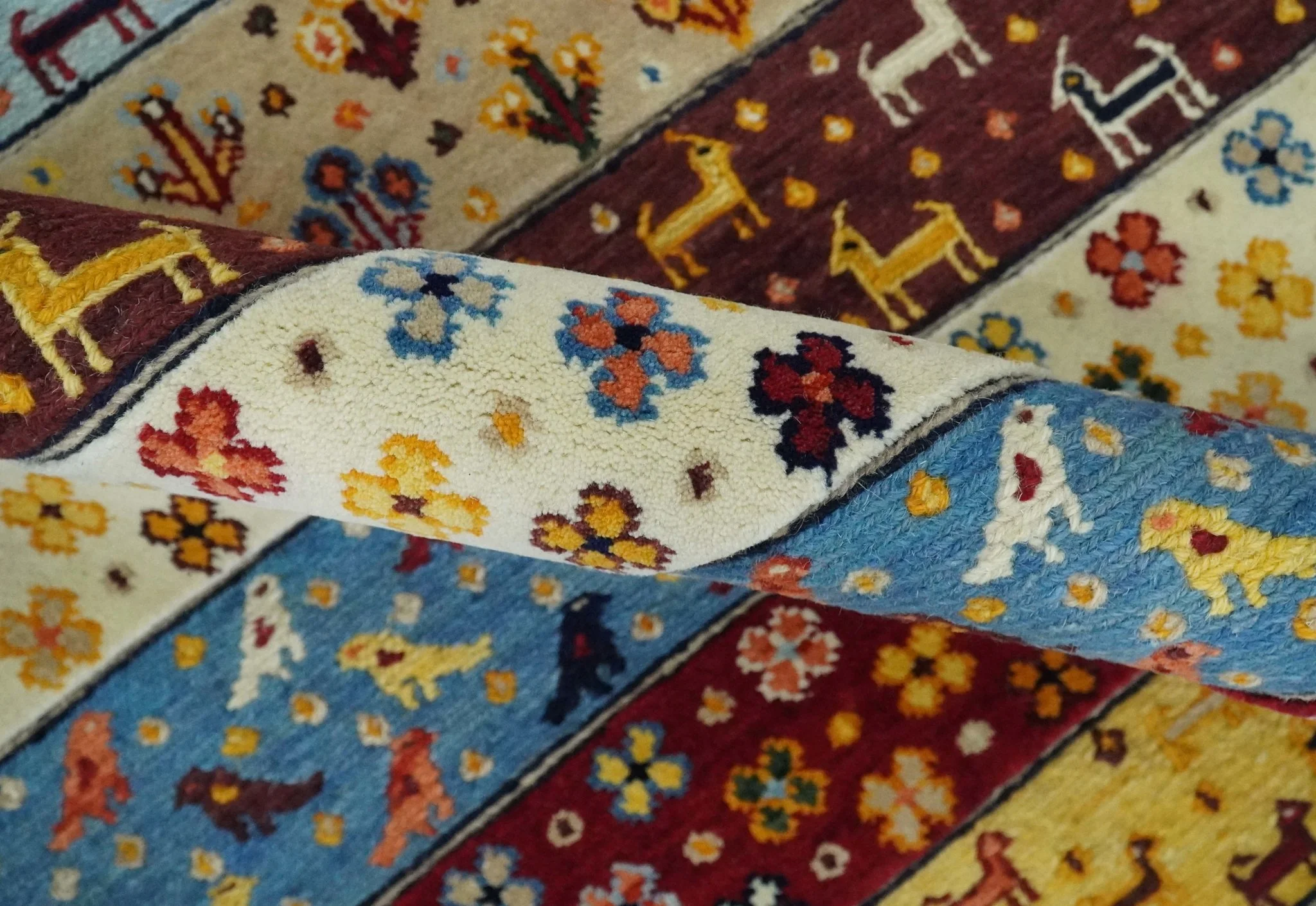 5x7 Multicolor Animal Brid Anetlope Flatwoven Soumak Wool Hand Made Southwestern Lori Rug | KNT49 - Image 6