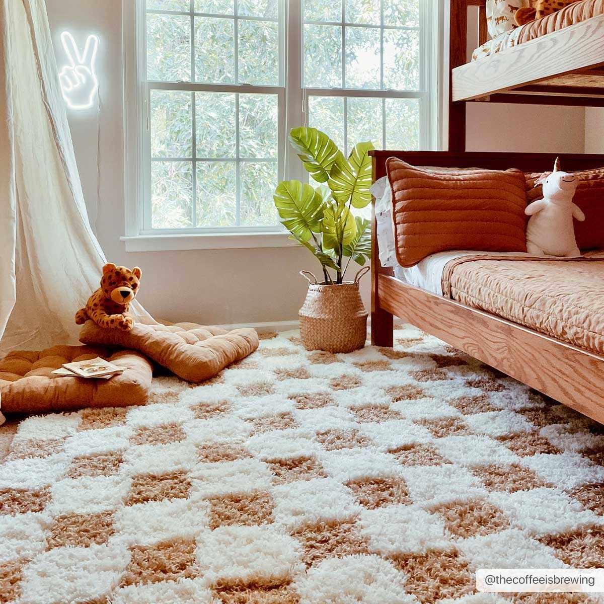 Modern Geometrical Mustard and Ivory Checkered Board Plush Pile Moroccan Style Area Rug - Image 25