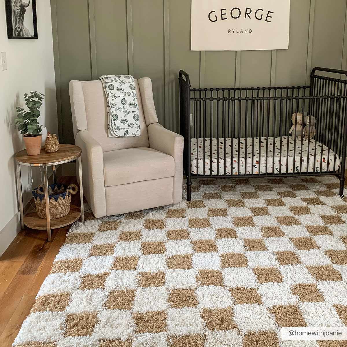 Modern Geometrical Mustard and Ivory Checkered Board Plush Pile Moroccan Style Area Rug - Image 5