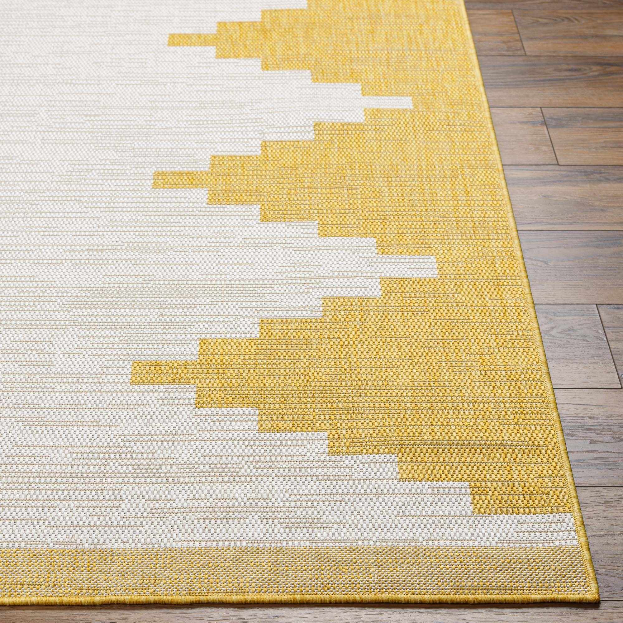 Mustard and Ivory Modern Geometrical Outdoor Safe Multi size Area Rug - Image 4