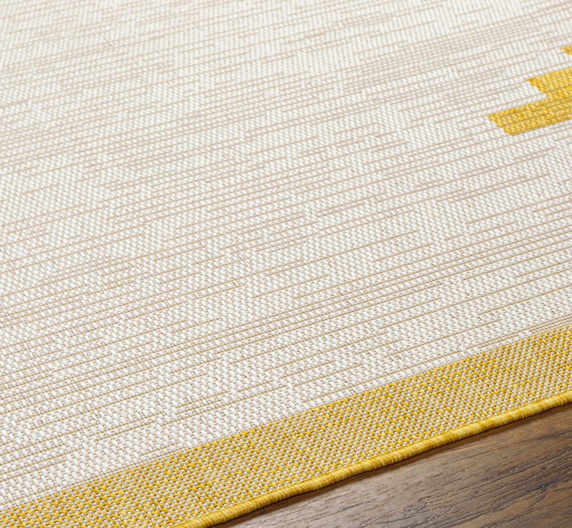 Mustard and Ivory Modern Geometrical Outdoor Safe Multi size Area Rug - Image 5