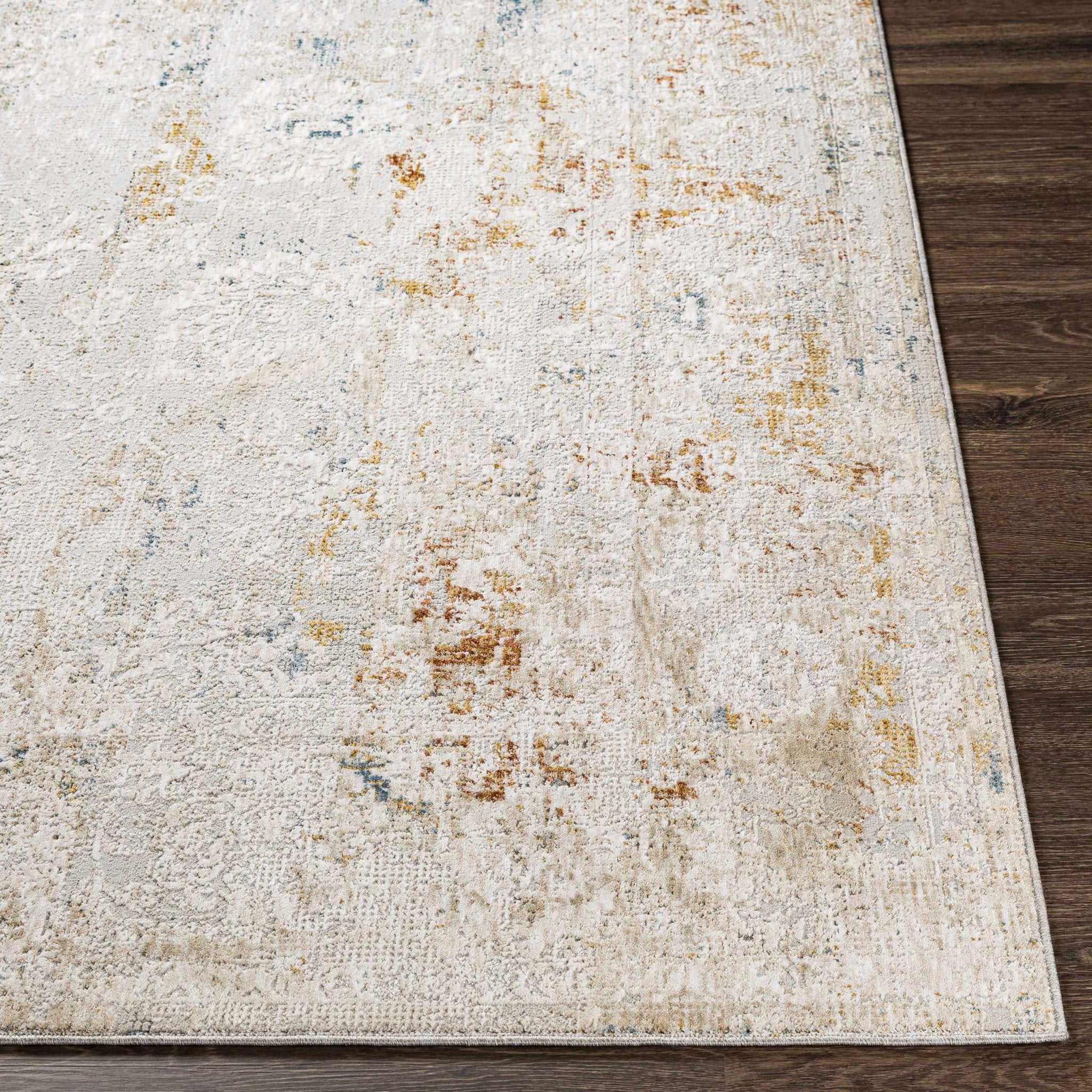 Mustard And Ivory Traditional Style Machine Woven Area Rug - Image 5