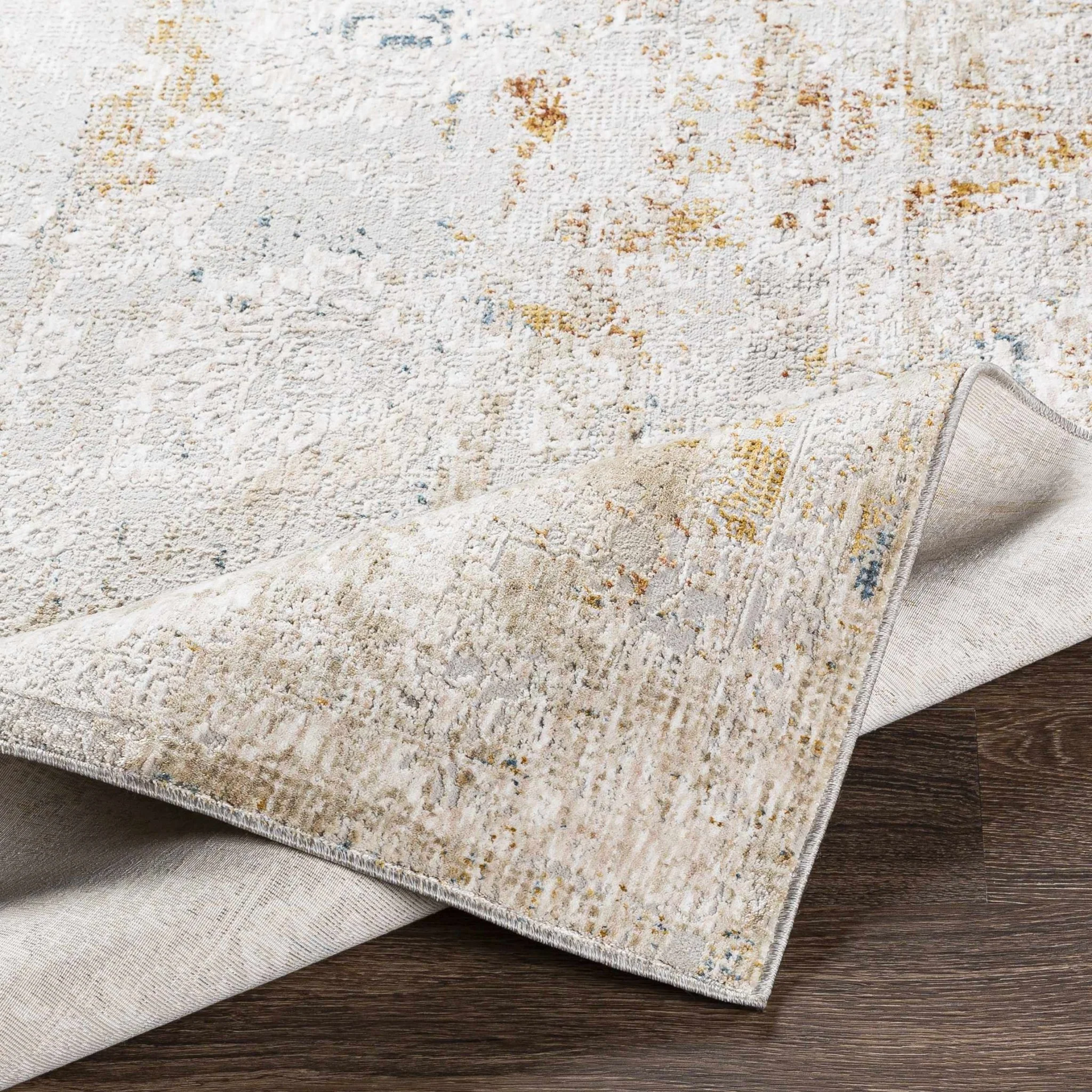 Mustard And Ivory Traditional Style Machine Woven Area Rug - Image 6