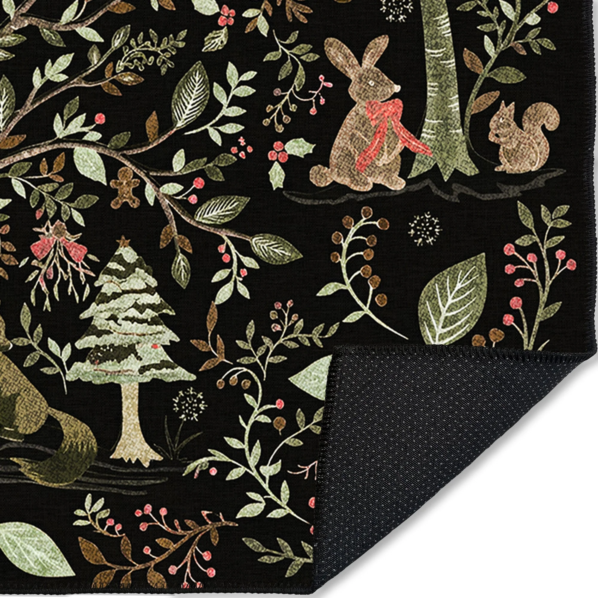 Myrado Christmas Black Machine Washable Cotton Area Rug - Image 6