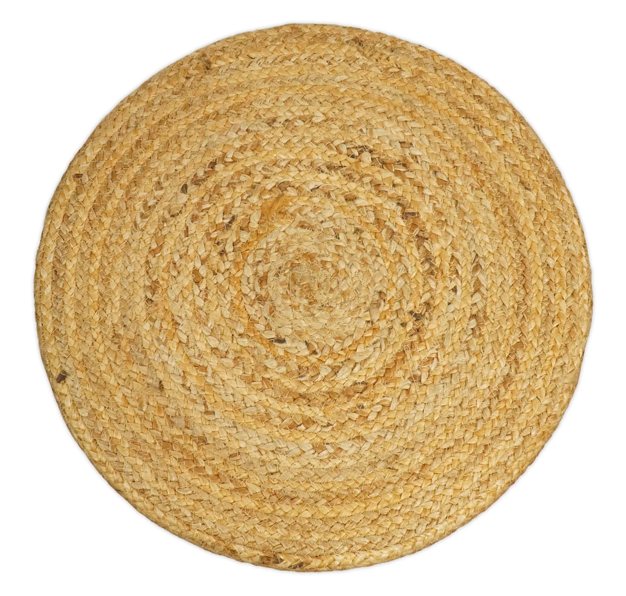 Natural Brown and Blue Jute Round Cylindrical Pouf - Image 5