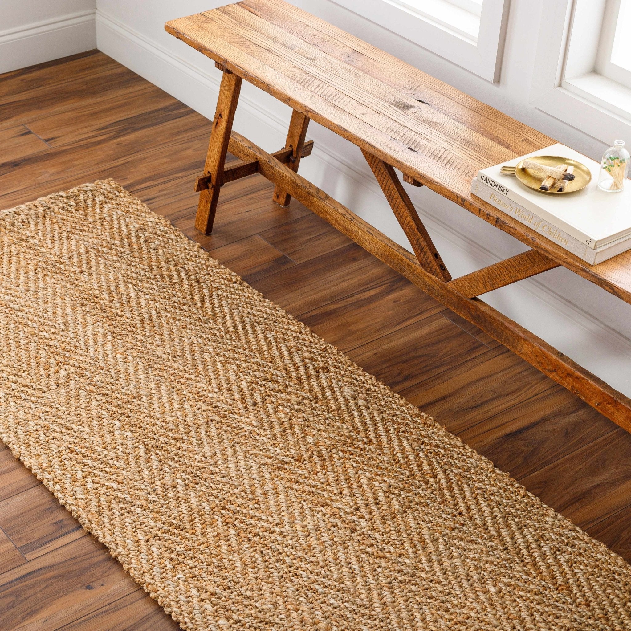 Natural Brown Hand Woven Multi Size jute Braided Area Rug - Image 9