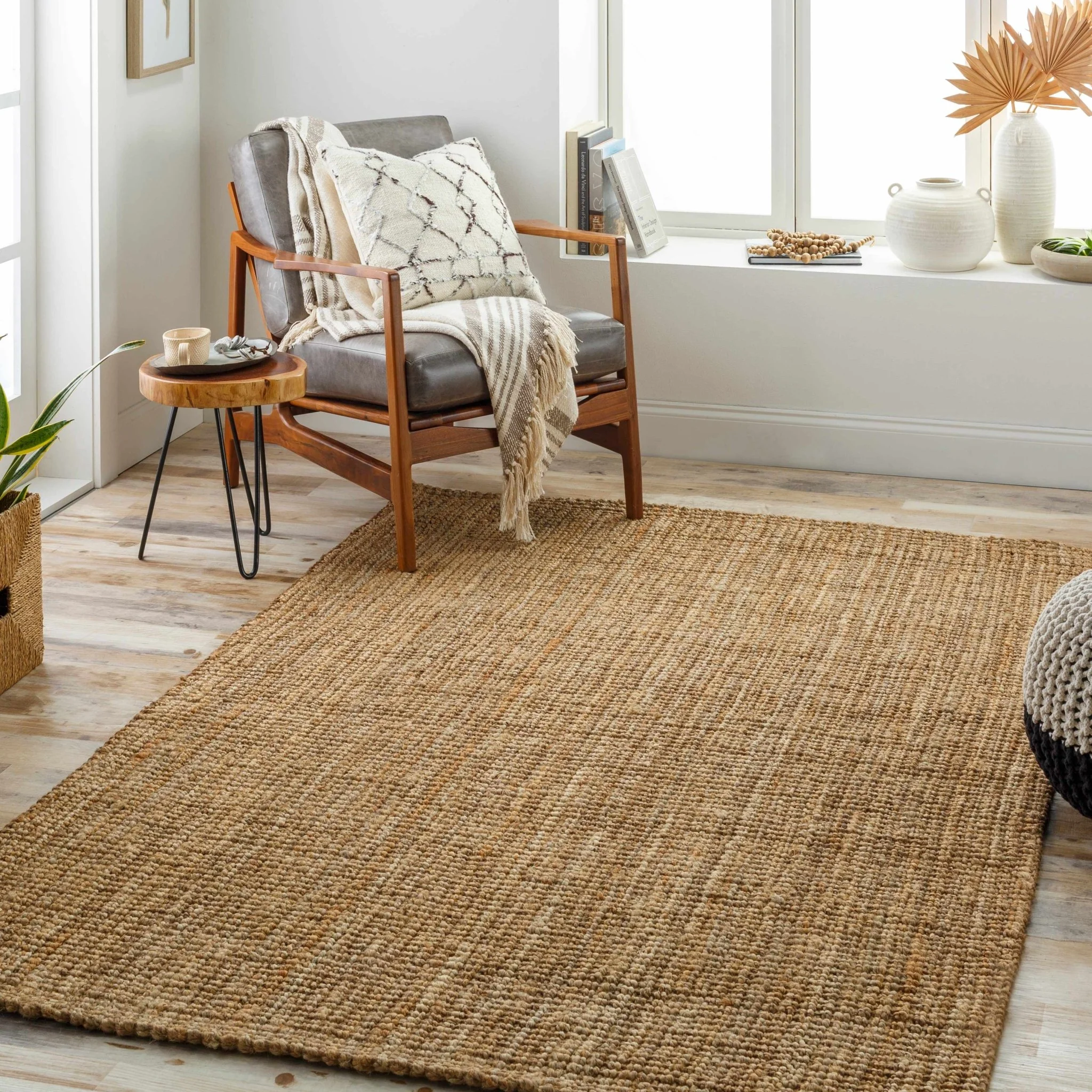 Natural Fiber Brown Hand Woven Natural Jute Rug - Image 2