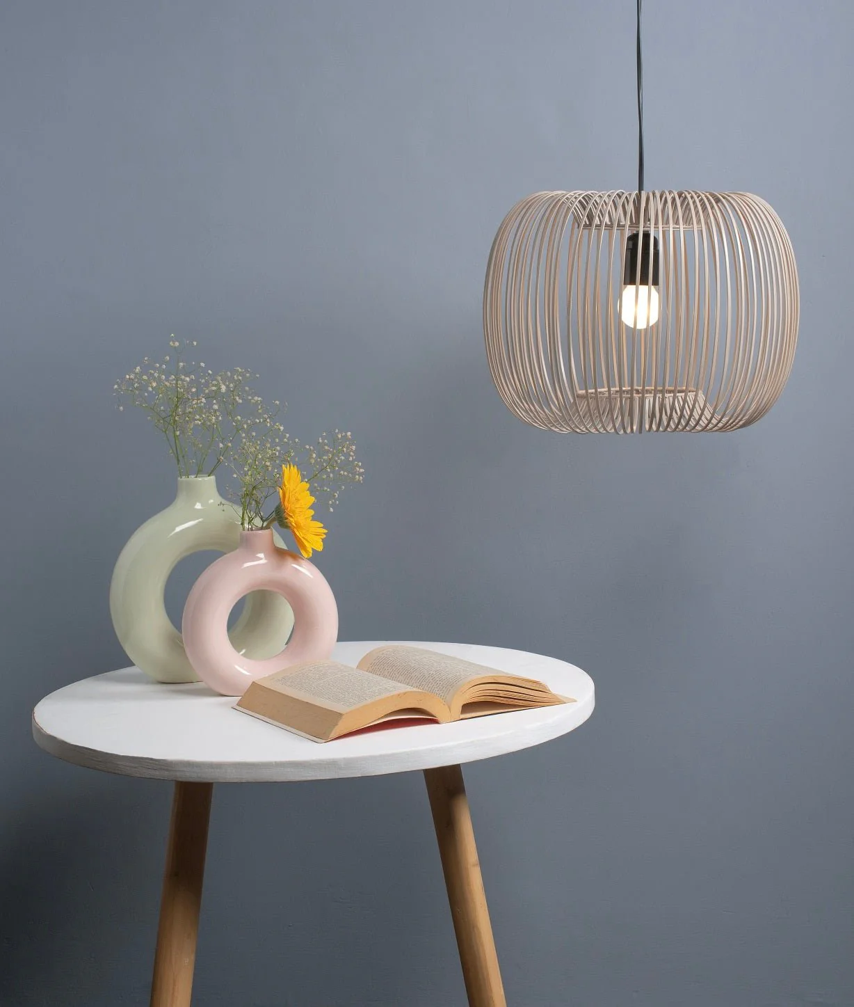 Natural Rattan Handcrafted Spiral Shaped Pendant Lamp - Image 3