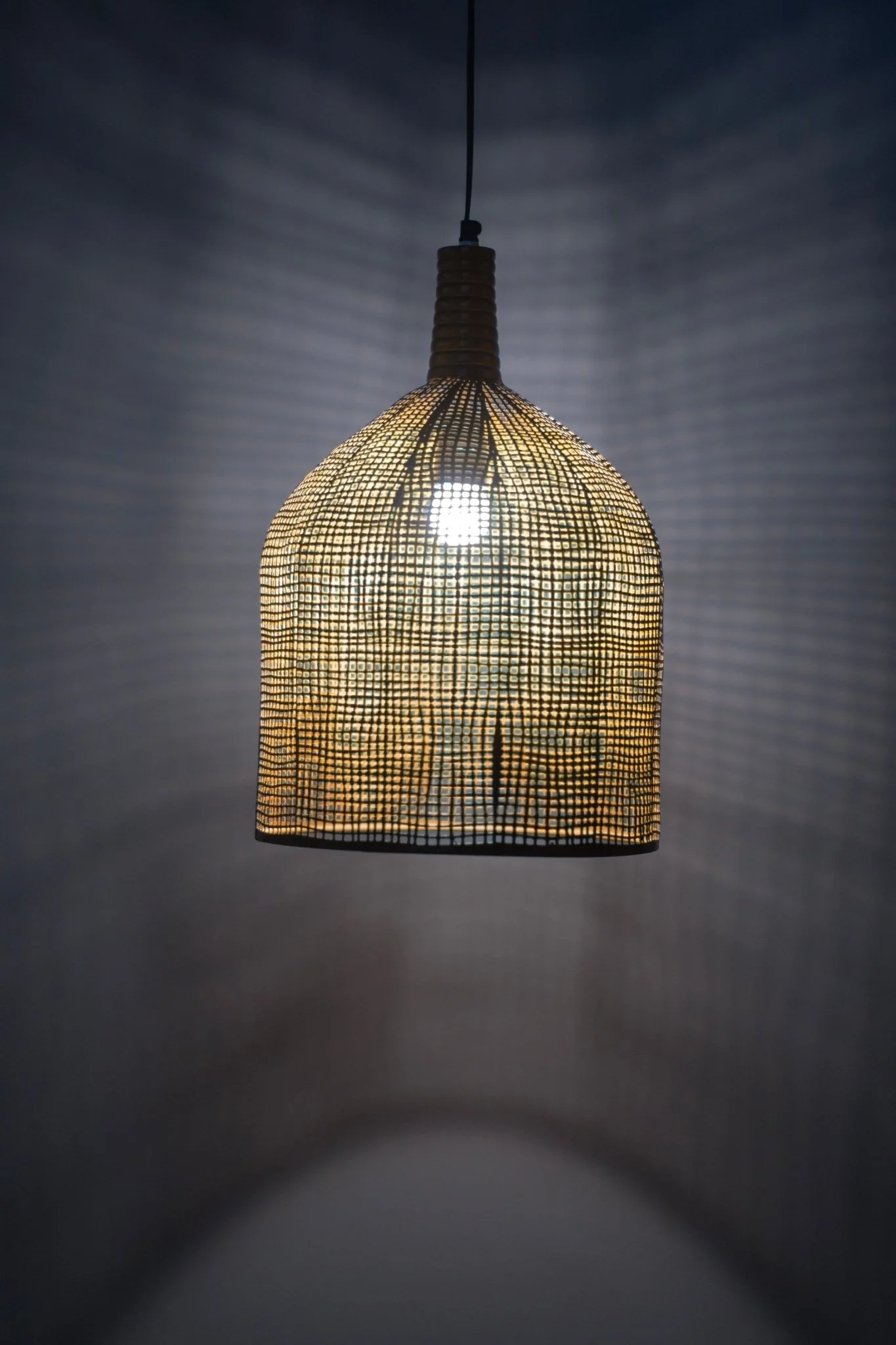 Natural Wicker Rattan Handcrafted Dome Shaped Pendant Lamp - Image 3