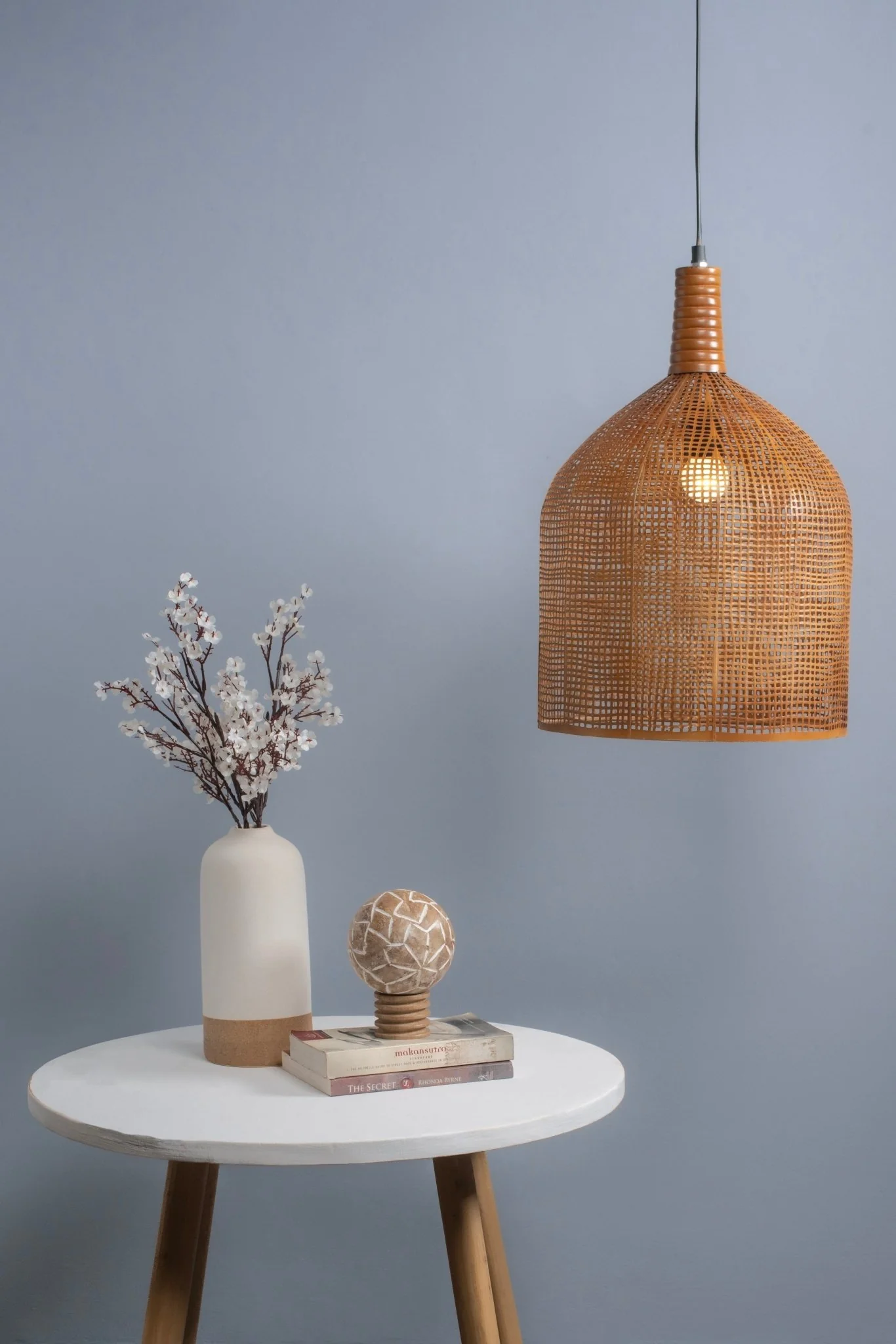 Natural Wicker Rattan Handcrafted Dome Shaped Pendant Lamp - Image 4