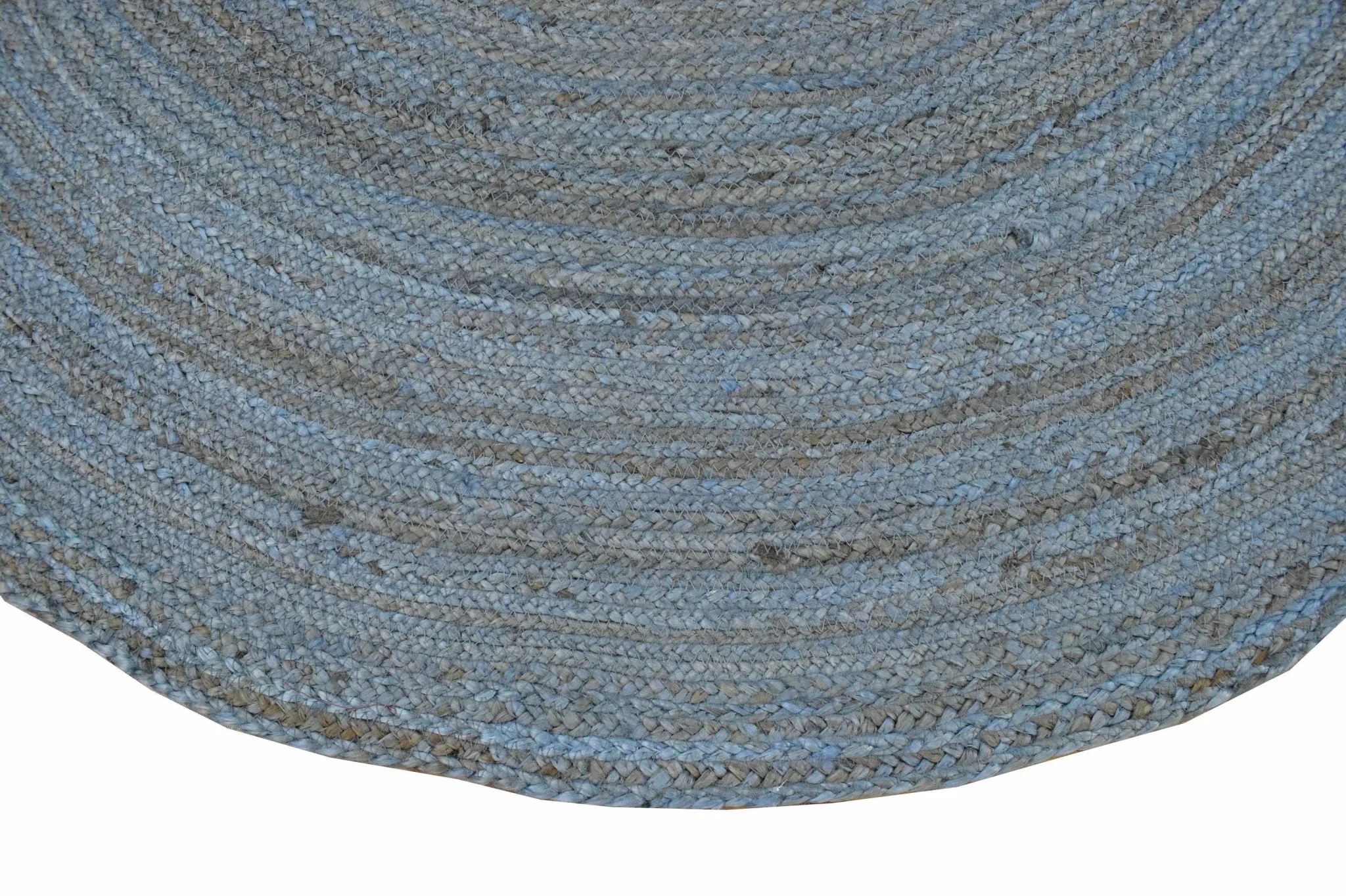 100% All Natural Fiber Hand Braided Boho Blue Round Jute Rug | JR1 - Image 3