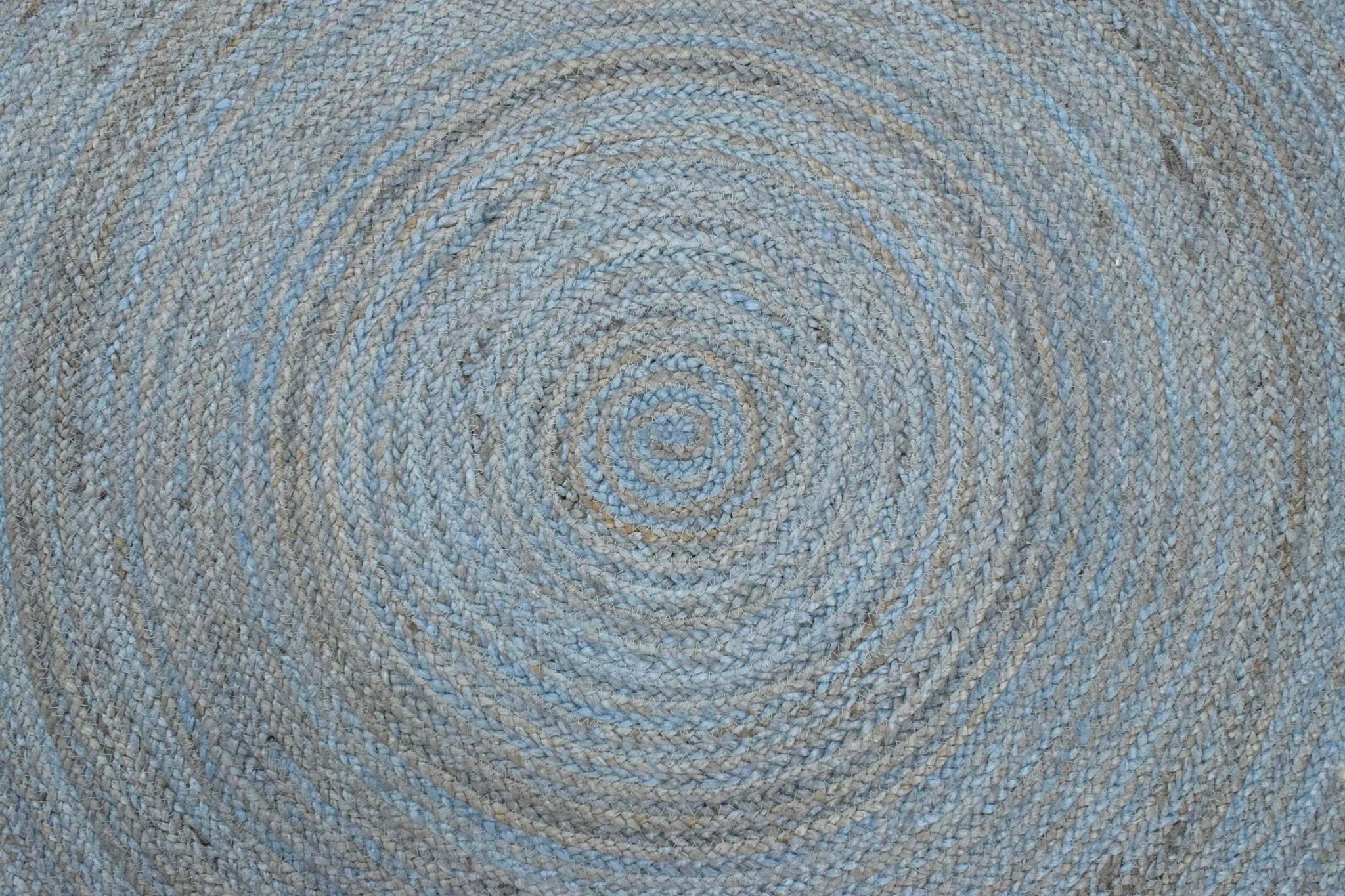 100% All Natural Fiber Hand Braided Boho Blue Round Jute Rug | JR1 - Image 5