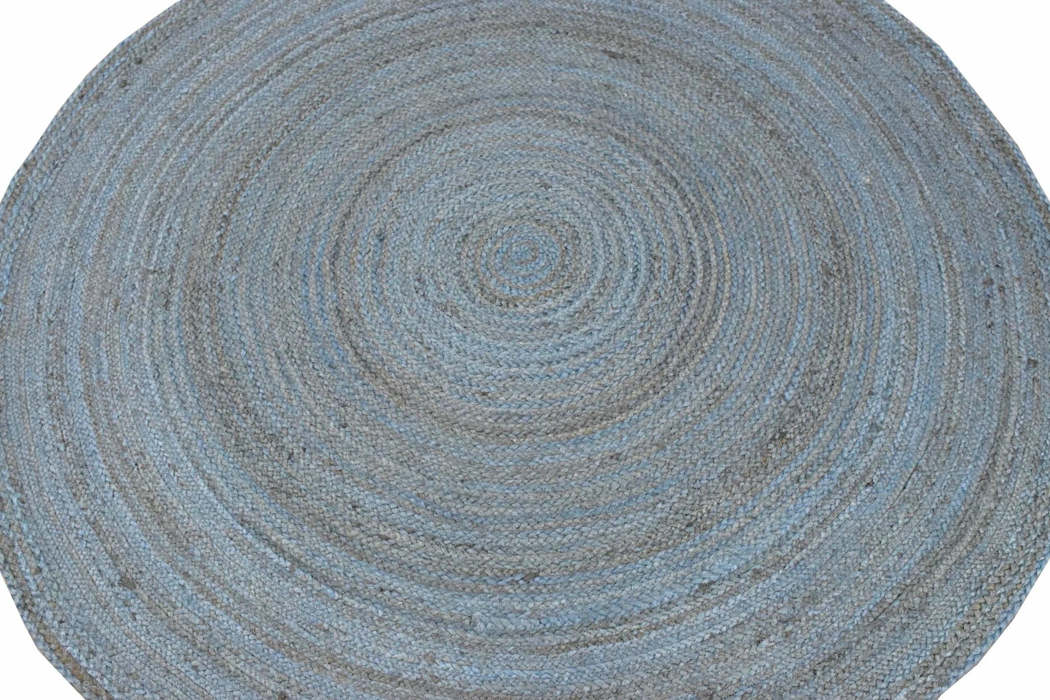 100% All Natural Fiber Hand Braided Boho Blue Round Jute Rug | JR1 - Image 6